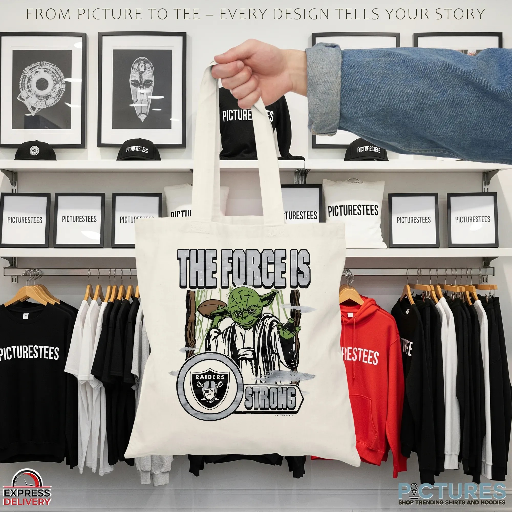 Yoda x Las Vegas Raiders The Force is Strong Football Star Wars Mashup T Shirt