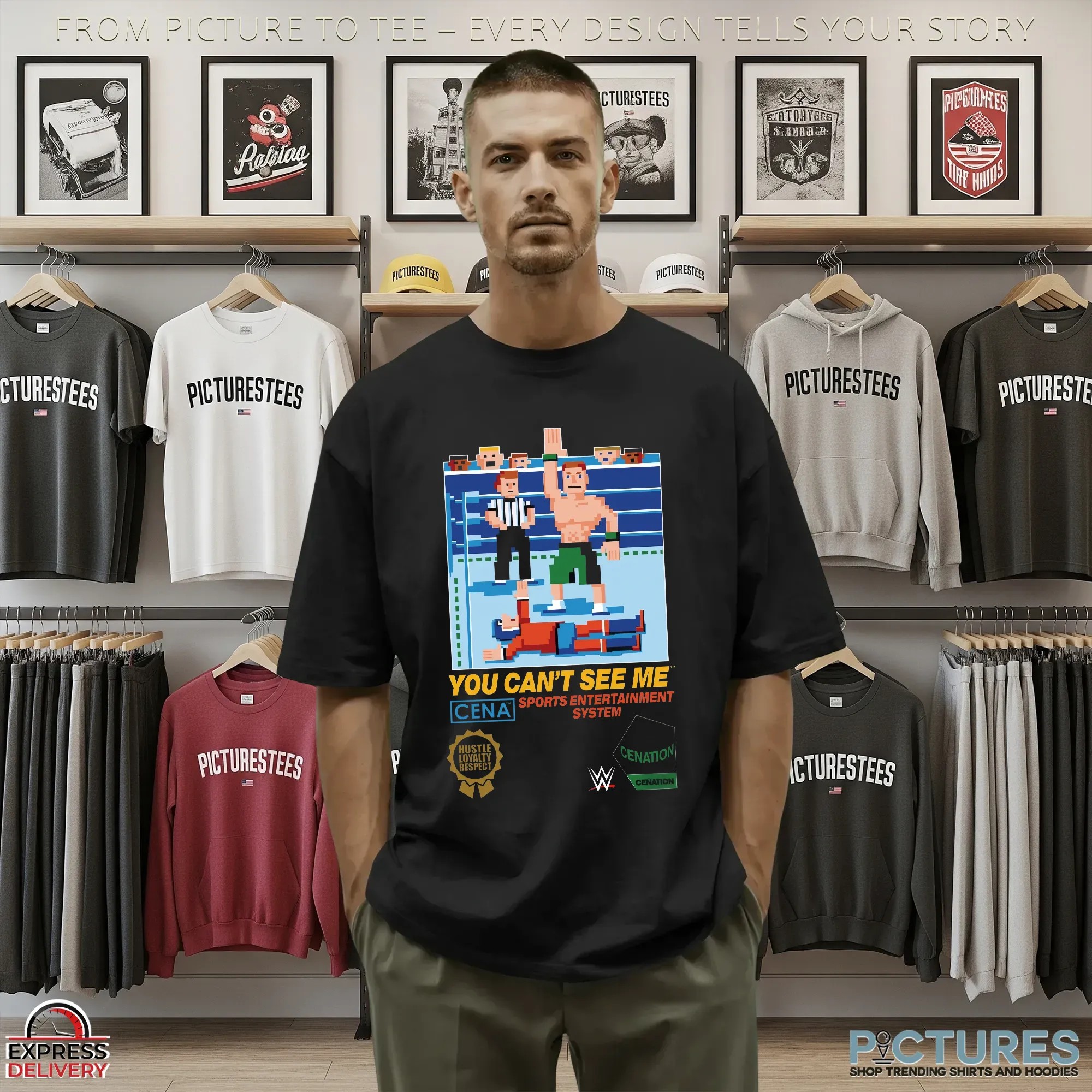 You Can't See Me Arcade John Cena Sport Entertainment System 8-Bit Style T Shirt