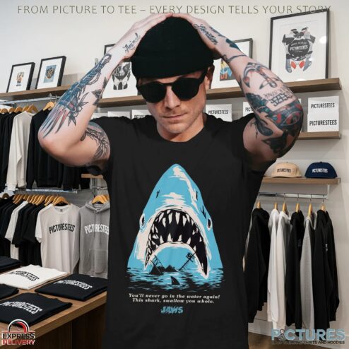 You'll Never Go in The Water Again This Shark Swallow You Whole Stylised Poster Jaws T Shirt