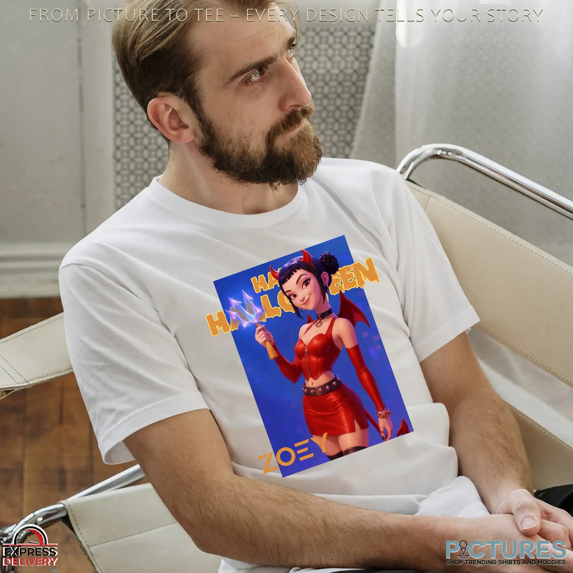 Zoey Devil Girl Huntrix Happy Halloween Sexy Demon Cosplay For Spooky Season T Shirt
