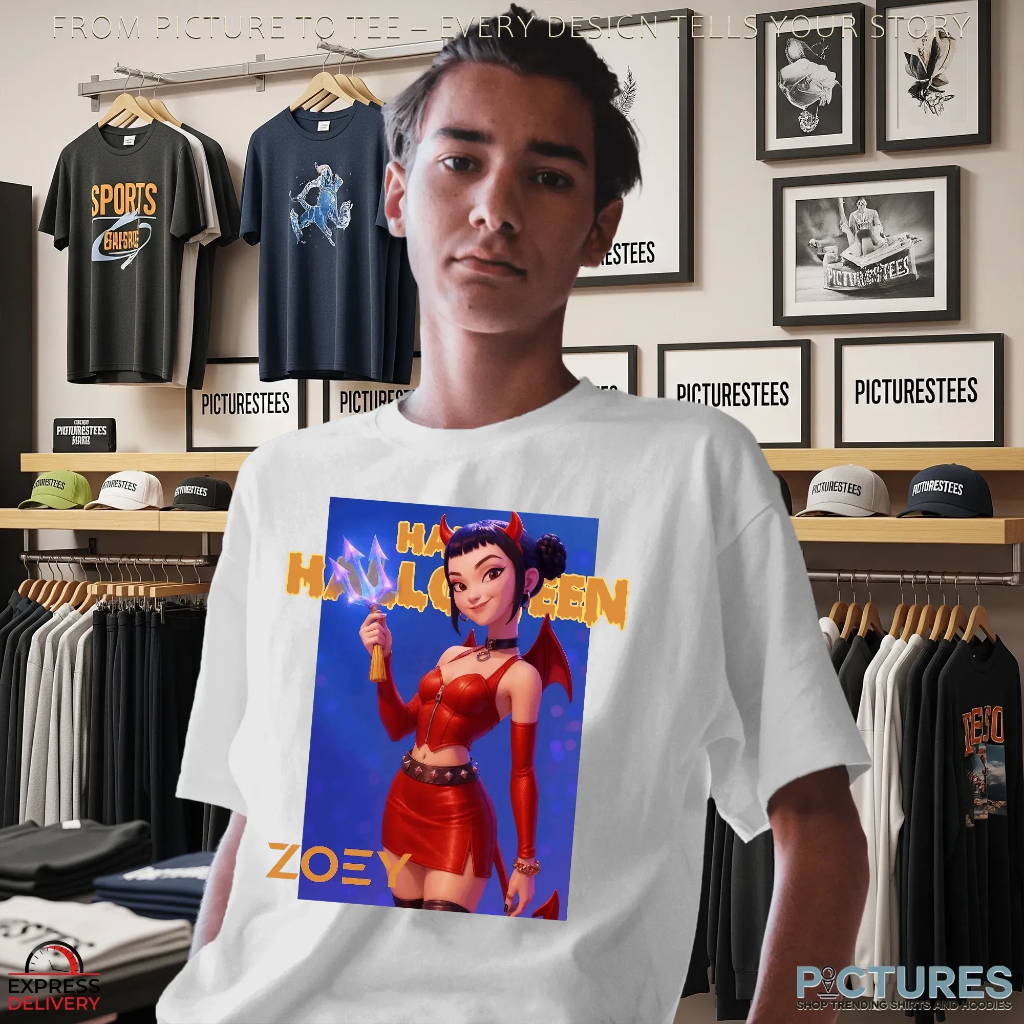 Zoey Devil Girl Huntrix Happy Halloween Sexy Demon Cosplay For Spooky Season T Shirt