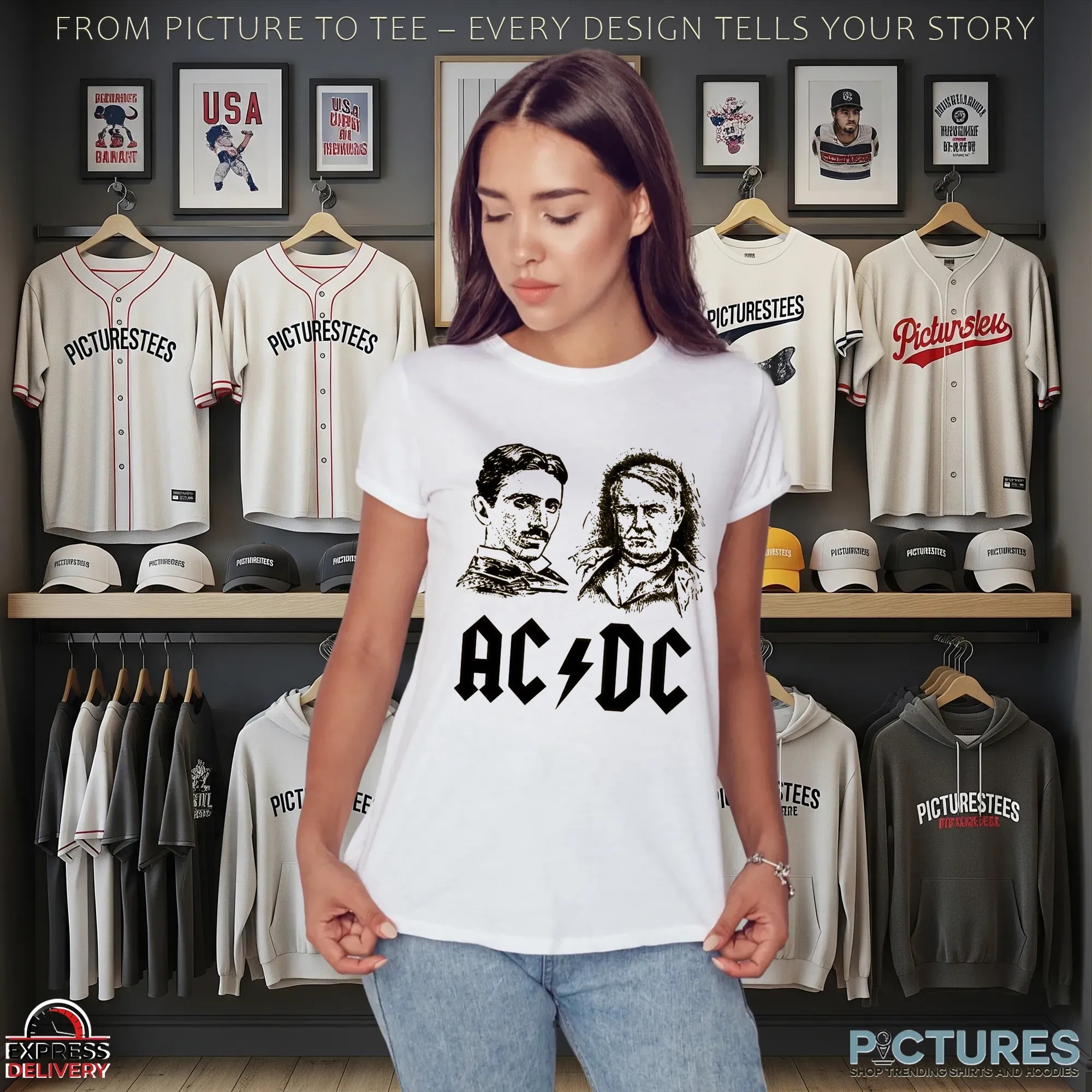 AC DC Nikola Tesla Thomas Edison Physics Genius T Shirt