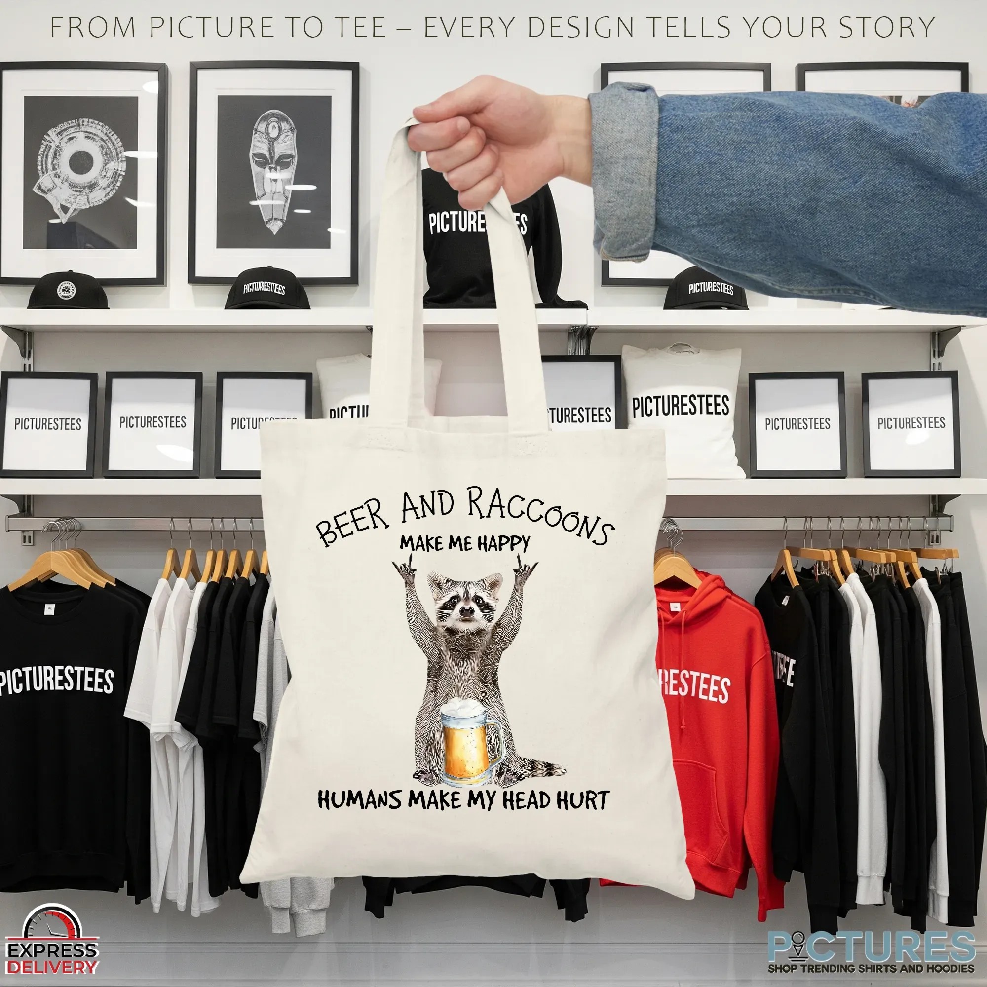 Beer And Raccoon Make Me Happy Humans Make My Head Hurt T Shirt