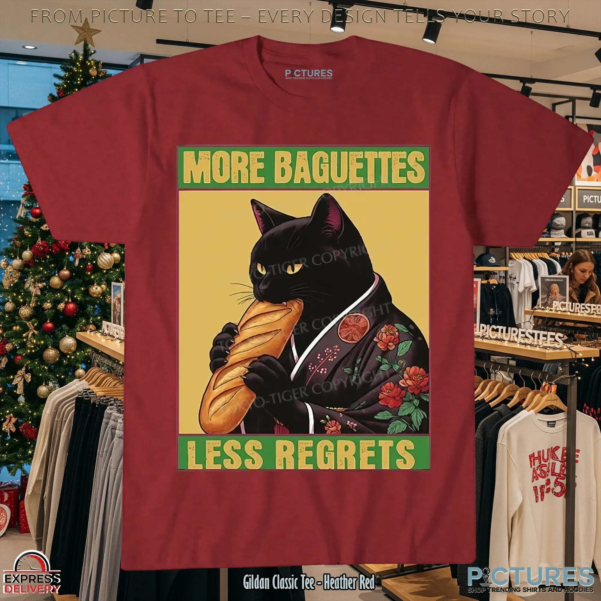 Black Cat More Baguettes Less Regrets Japanese Style T Shirt