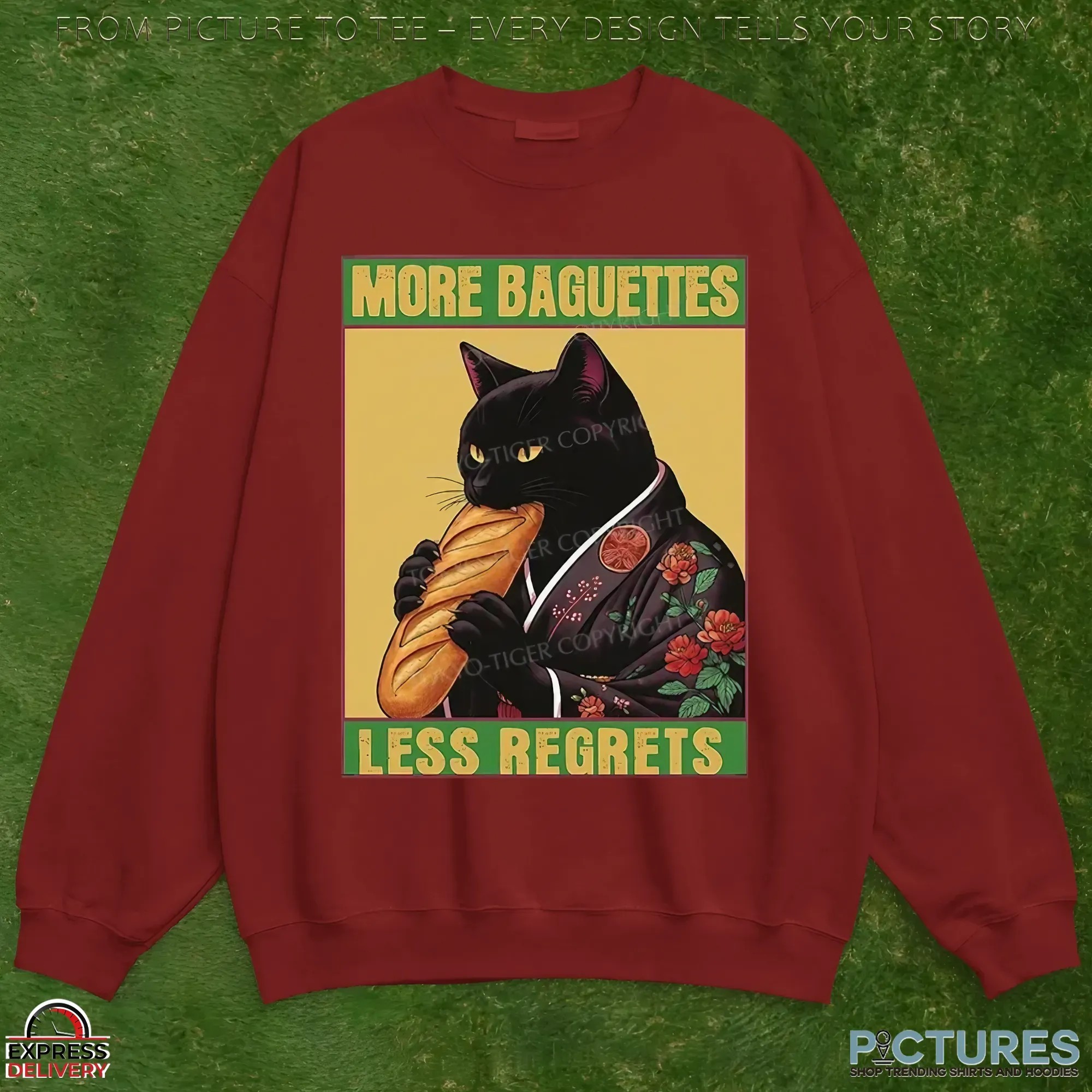 Black Cat More Baguettes Less Regrets Japanese Style T Shirt