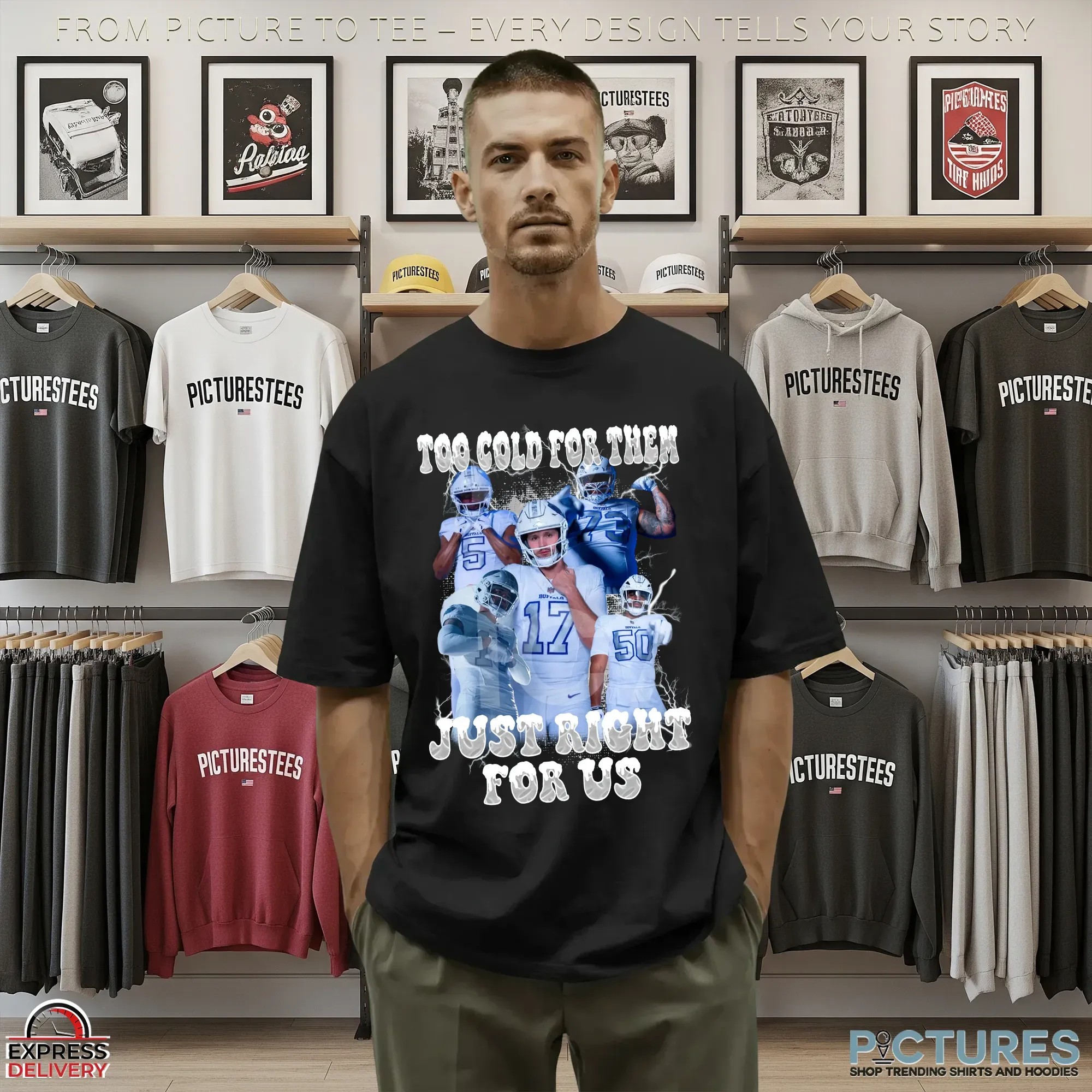 Buffalo Bills Too Cold For Them Just Right For Us Vintage Bootleg T Shirt