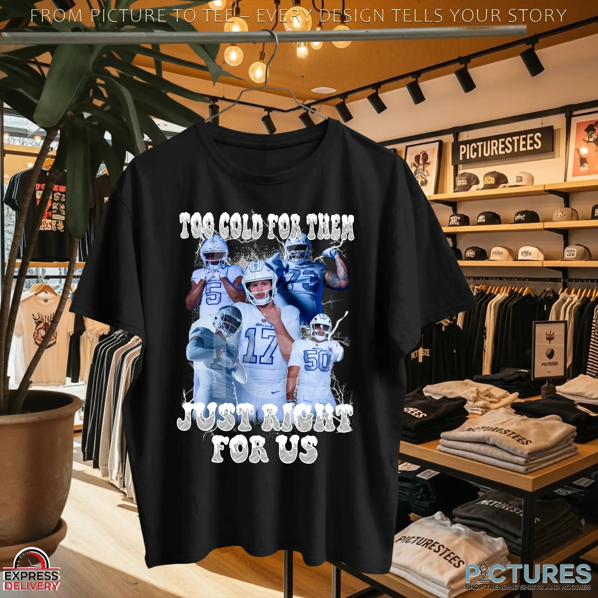 Buffalo Bills Too Cold For Them Just Right For Us Vintage Bootleg T Shirt