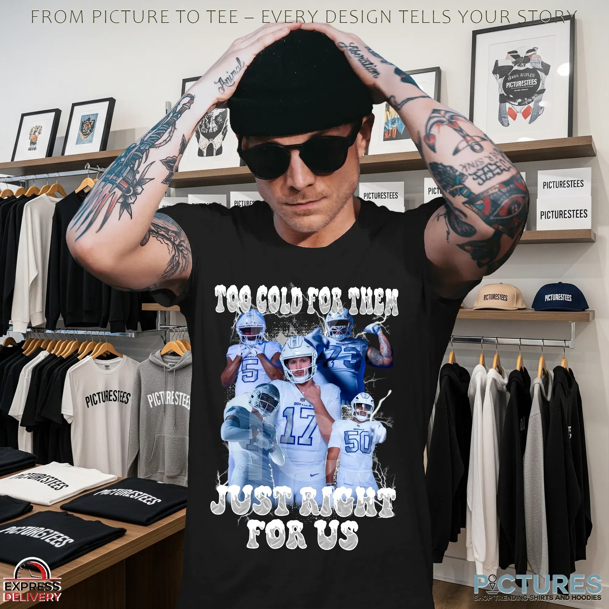 Buffalo Bills Too Cold For Them Just Right For Us Vintage Bootleg T Shirt