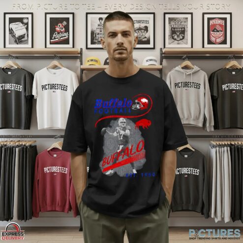 Buffalo Football Vintage 1960 Retro Quarterback Graphic T Shirt