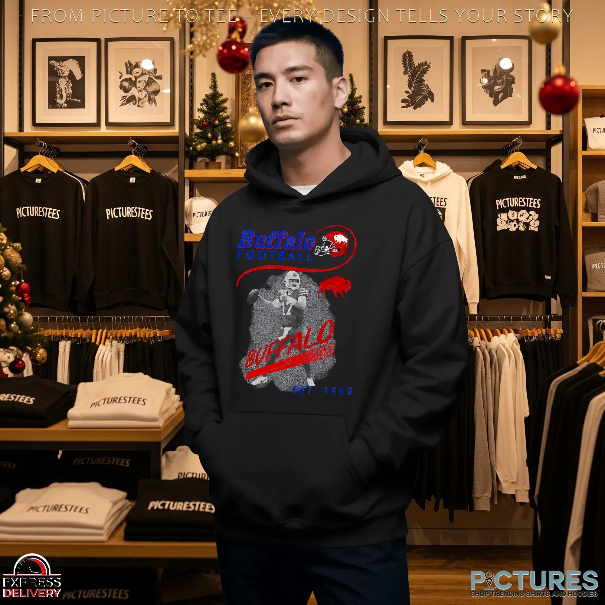 Buffalo Football Vintage 1960 Retro Quarterback Graphic T Shirt