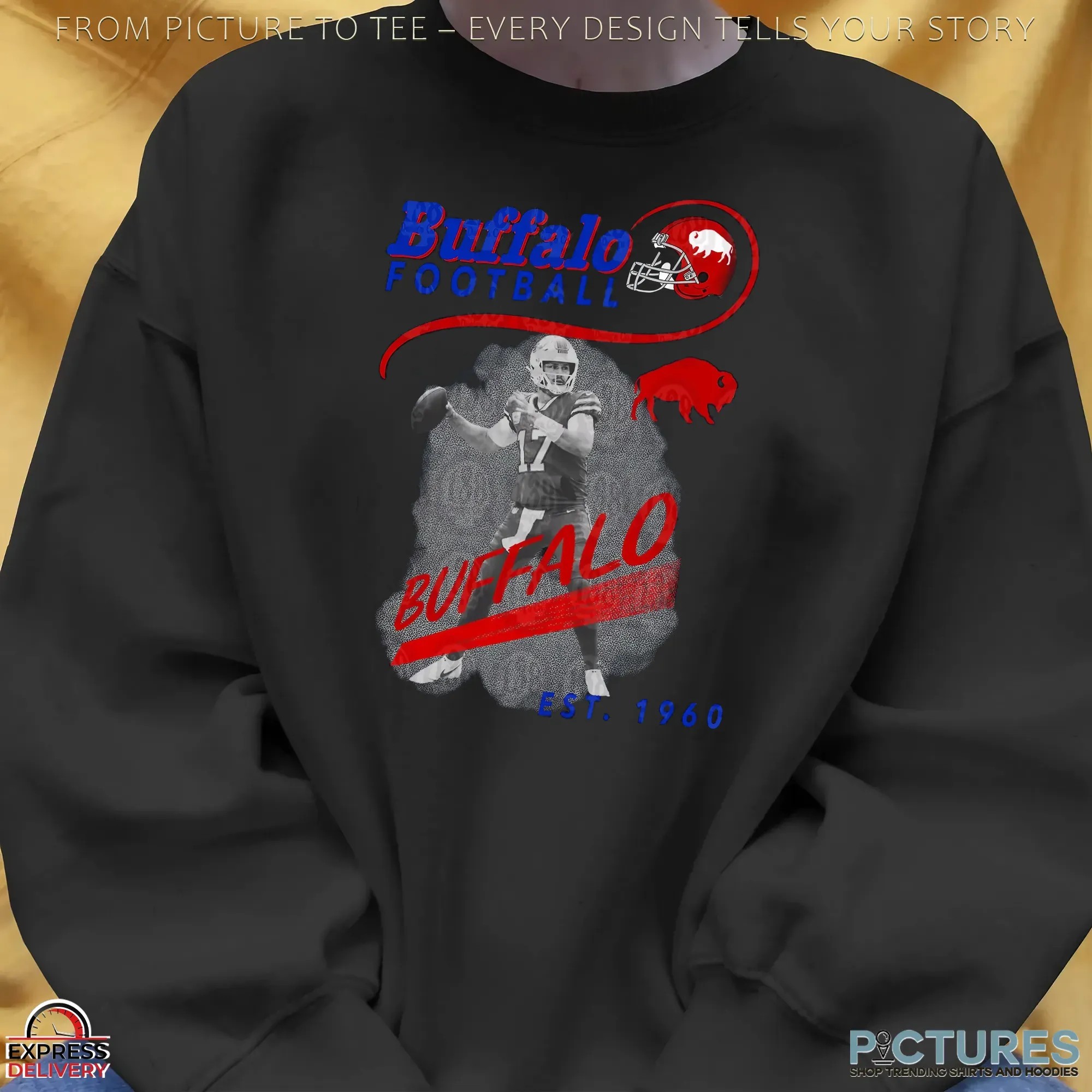Buffalo Football Vintage 1960 Retro Quarterback Graphic T Shirt