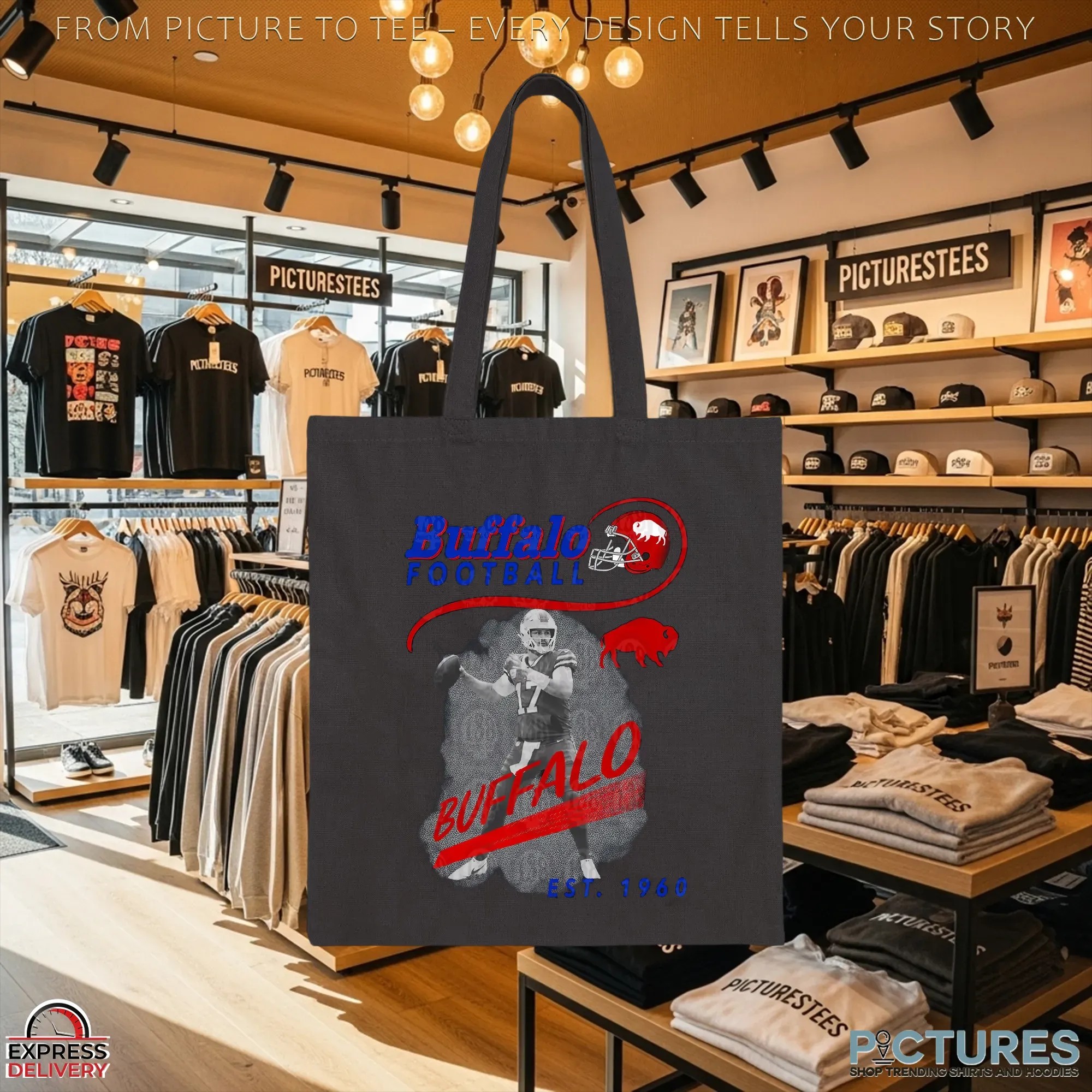 Buffalo Football Vintage 1960 Retro Quarterback Graphic T Shirt