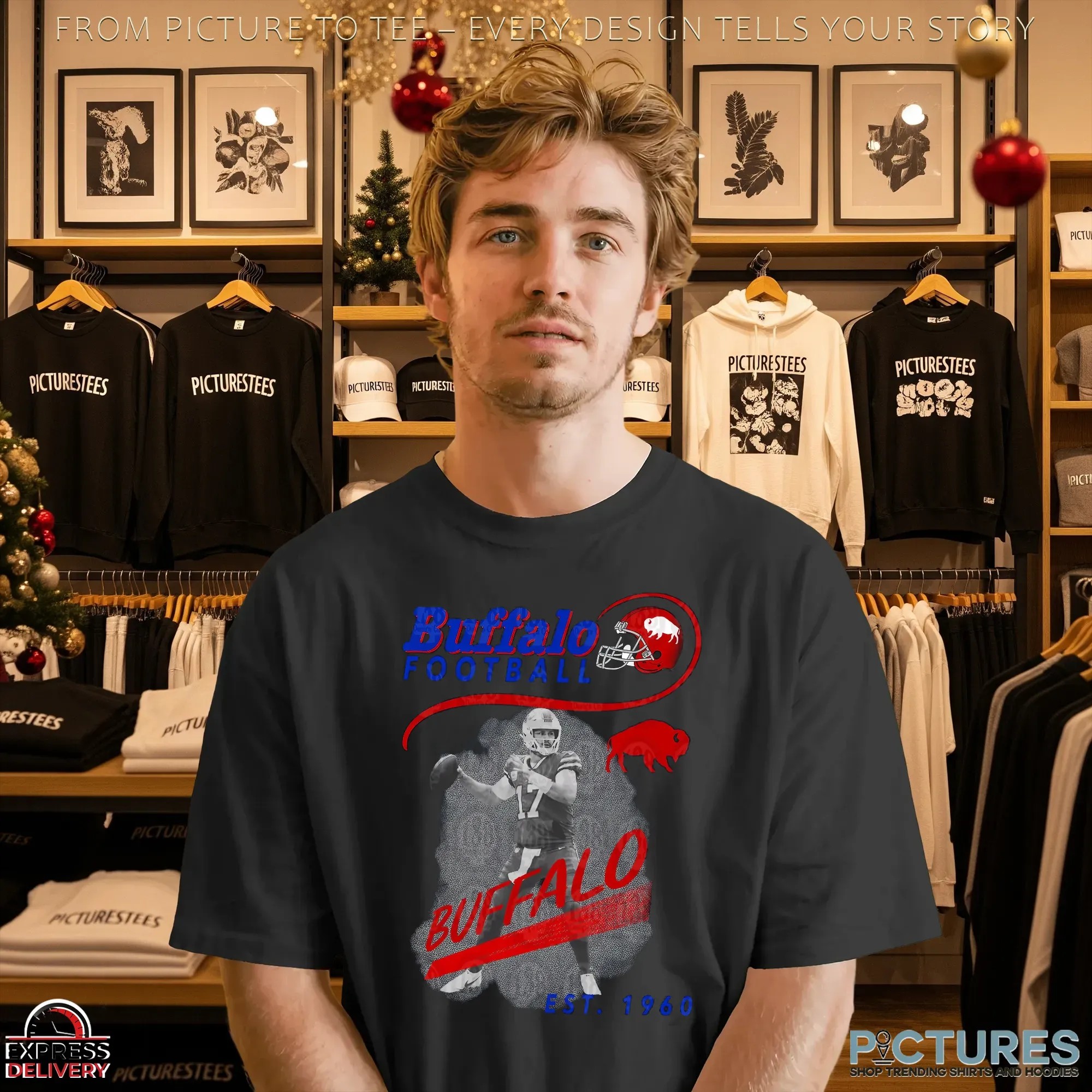 Buffalo Football Vintage 1960 Retro Quarterback Graphic T Shirt