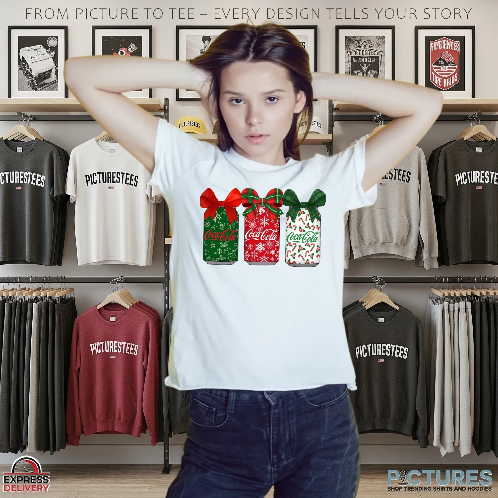 Coca Cola Soda Can With Coquette Bow Christmas T Shirt