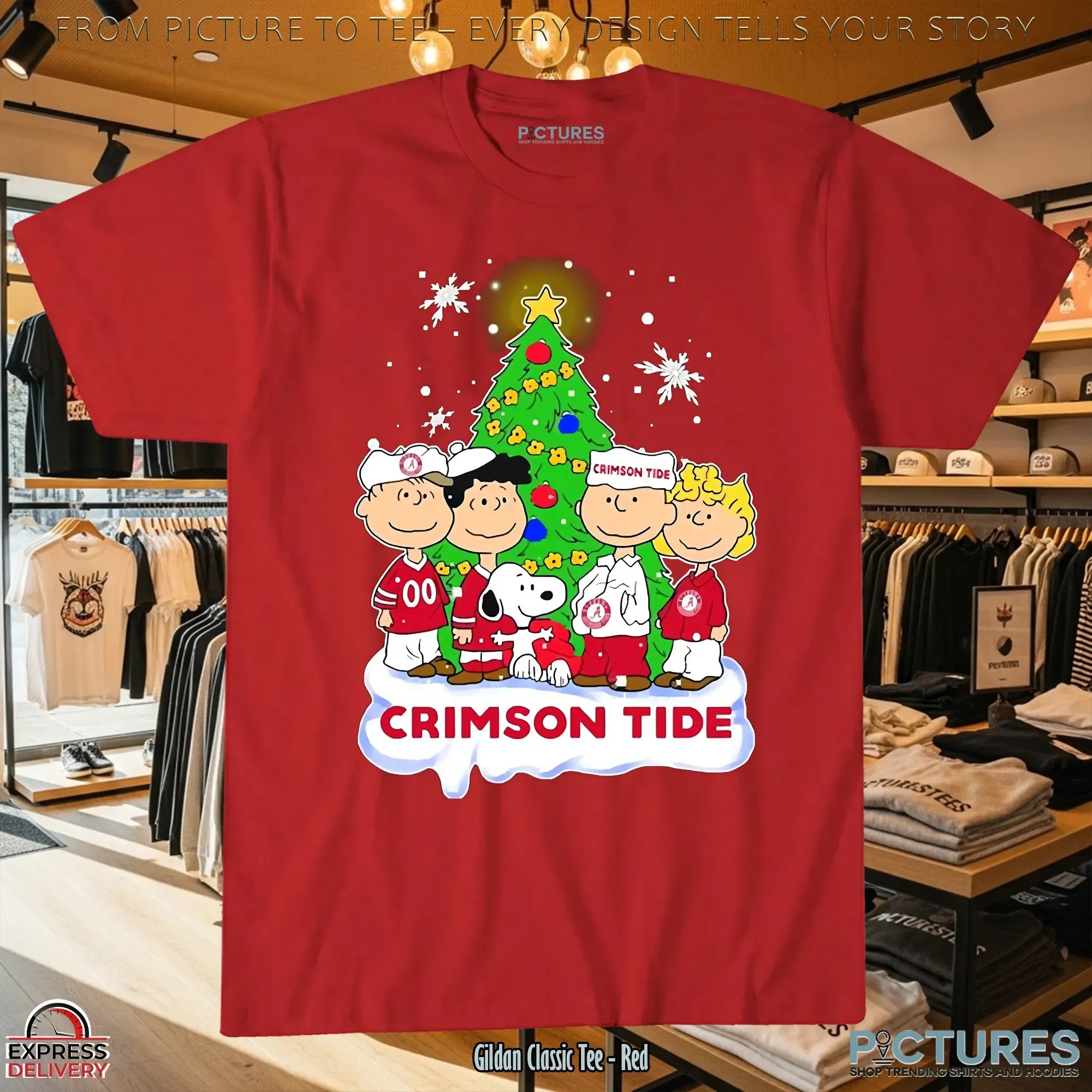 Crimson Tide x Snoopy And Friends Christmas Crossover T Shirt