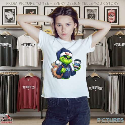 Custom USPS Grinch Mail Carrier Christmas Postal Worker T Shirt
