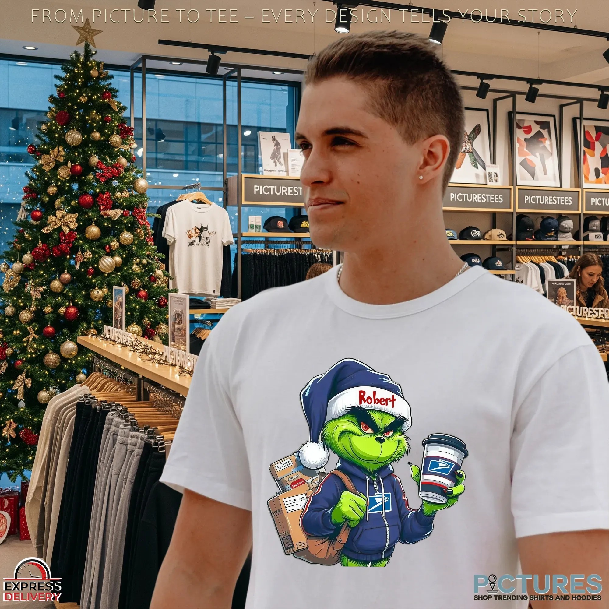 Custom USPS Grinch Mail Carrier Christmas Postal Worker T Shirt Custom USPS Grinch Mail Carrier Christmas Postal Worker T Shirt