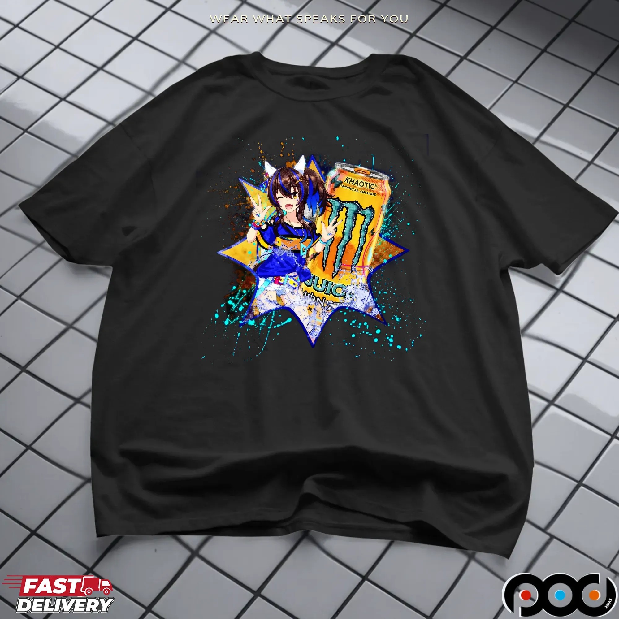 Daitaku Helios Umamusume Pretty Derby Khaotic Juice Monster Energy Anime Mashup T Shirt