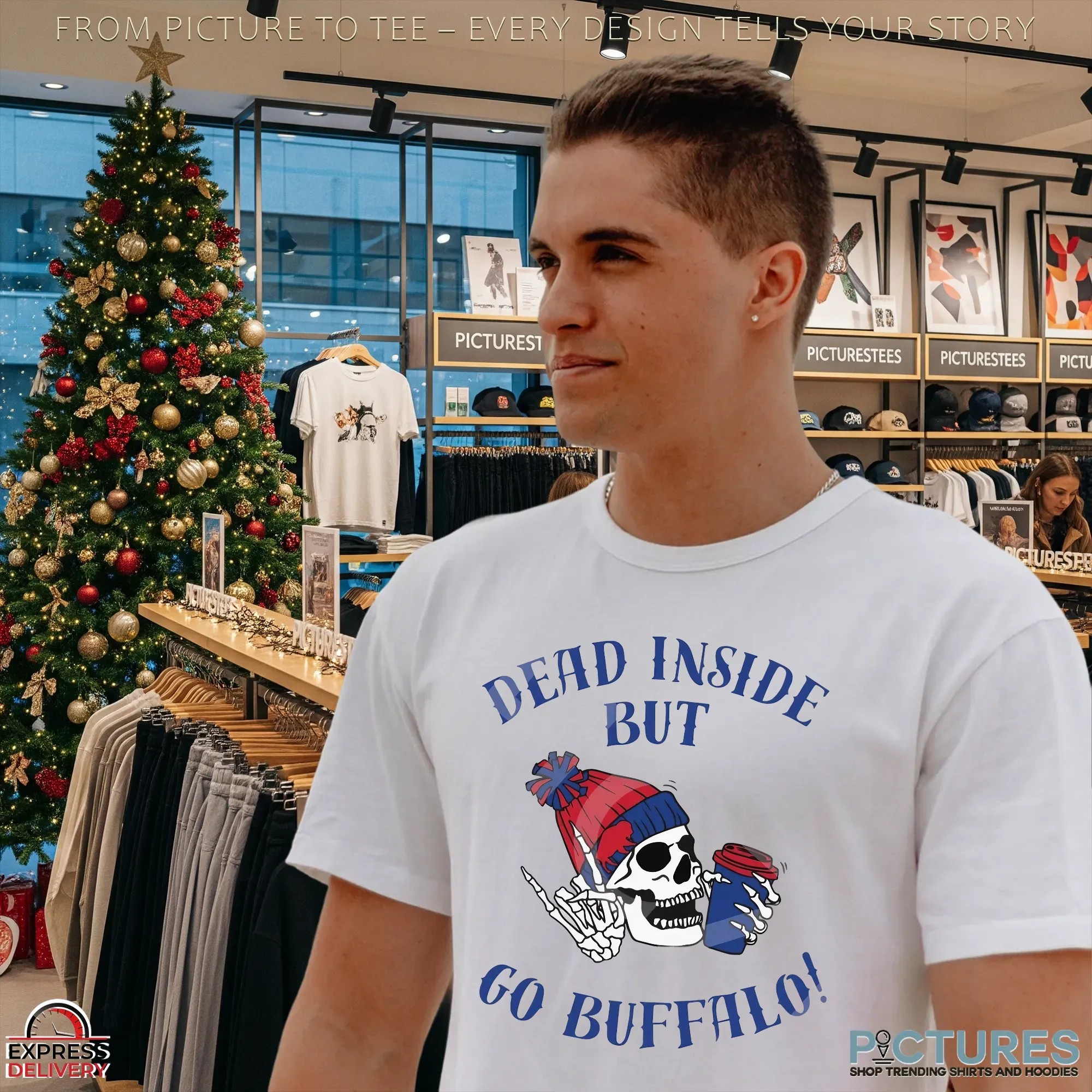 Dead Inside But Go Buffalo Skeleton Football Fan T Shirt Dead Inside But Go Buffalo Skeleton Football Fan T Shirt
