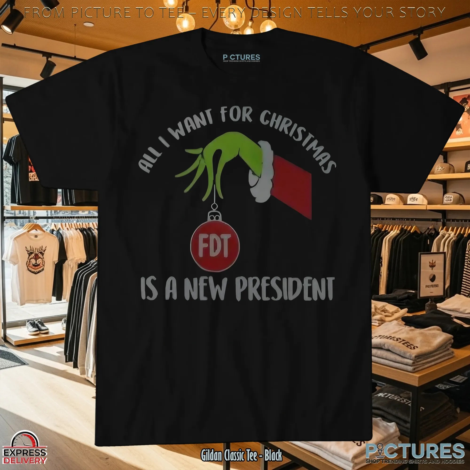 Gavin Newsom Grinch Hand FDT All I Want For Christmas Is A New President T Shirt