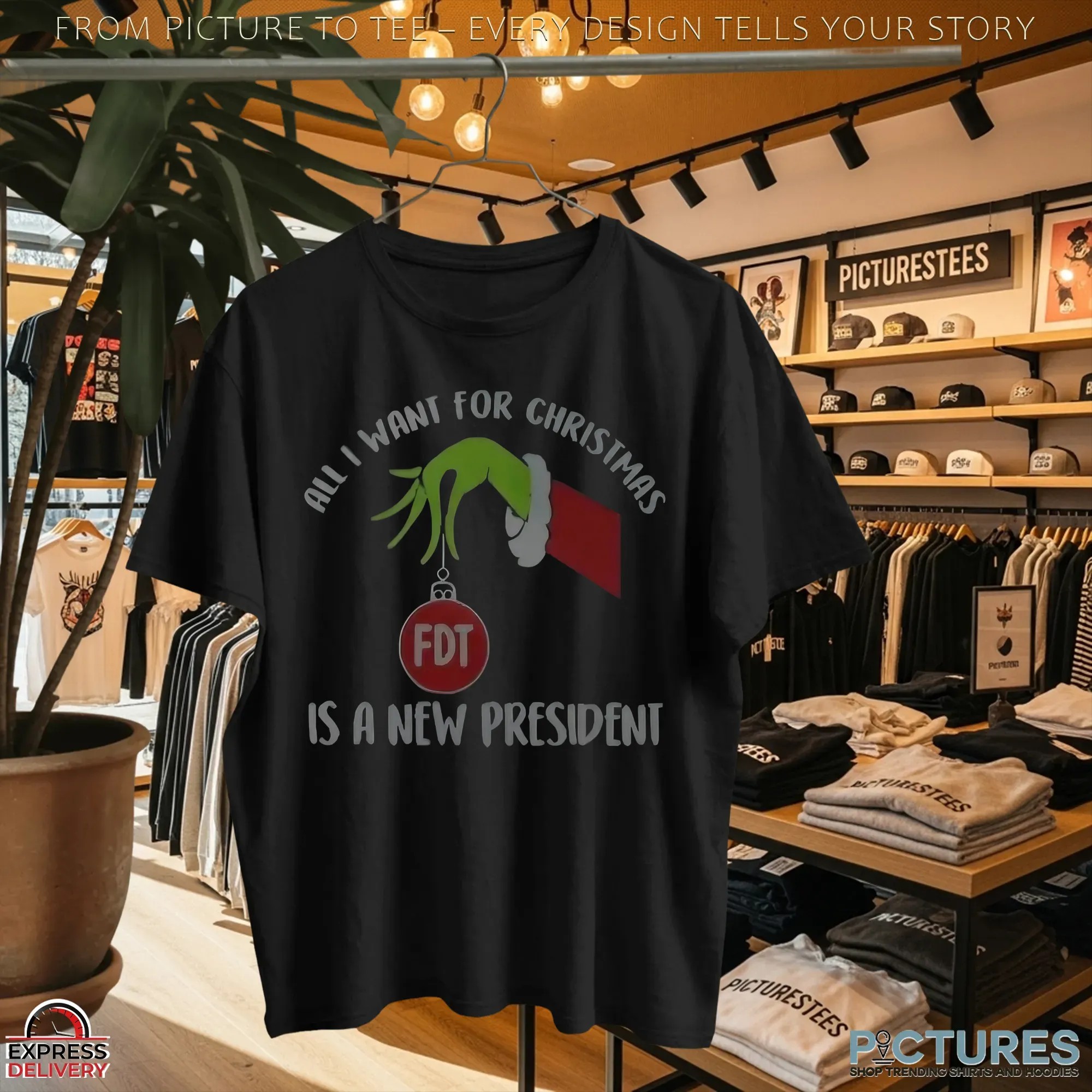 Gavin Newsom Grinch Hand FDT All I Want For Christmas Is A New President T Shirt