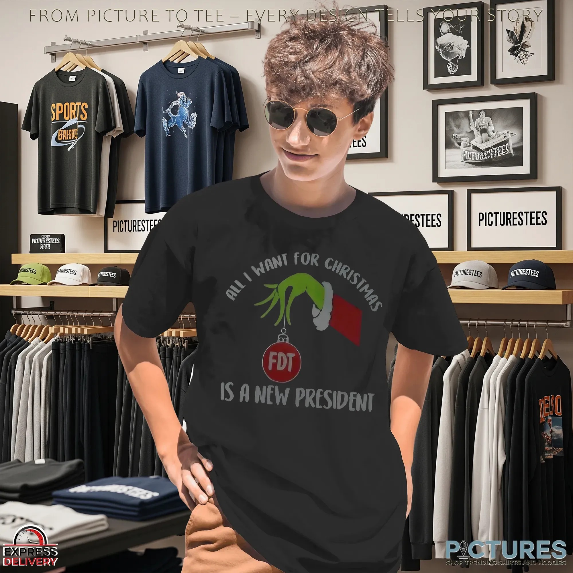 Gavin Newsom Grinch Hand FDT All I Want For Christmas Is A New President T Shirt