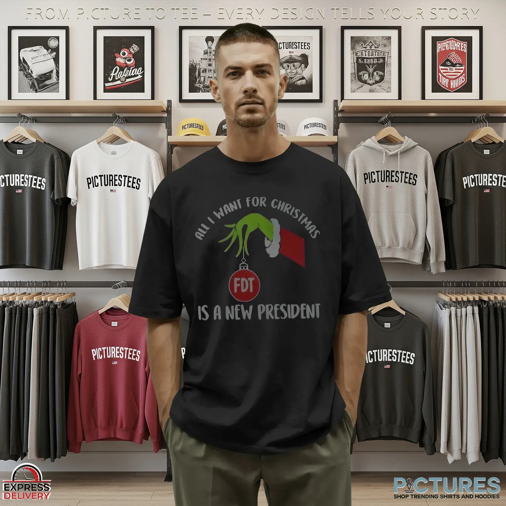 Gavin Newsom Grinch Hand FDT All I Want For Christmas Is A New President T Shirt