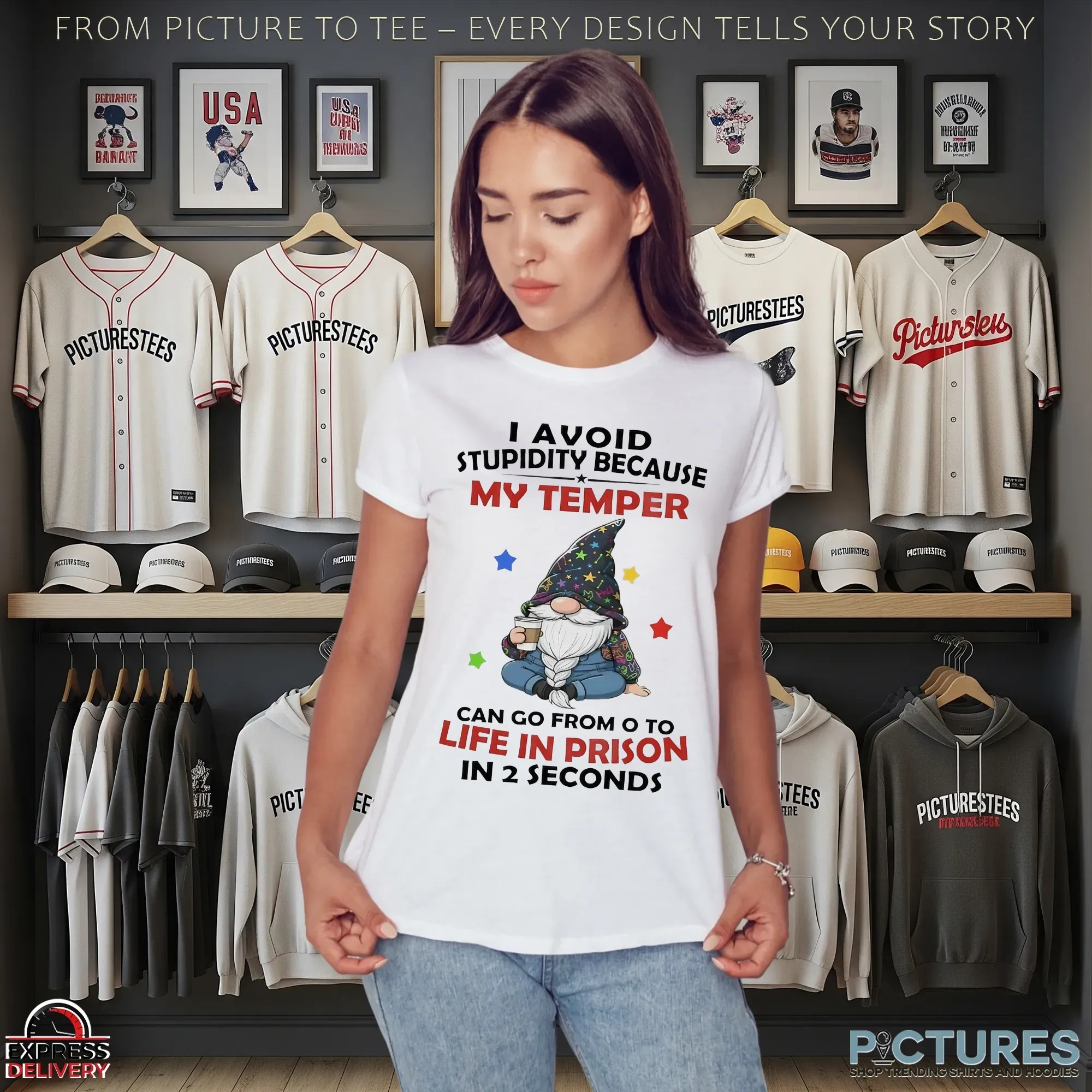 Gnome I Avoid Stupidity Because My Temper Can Go From 0 To Life In Prison In 2 Seconds Christmas T Shirt