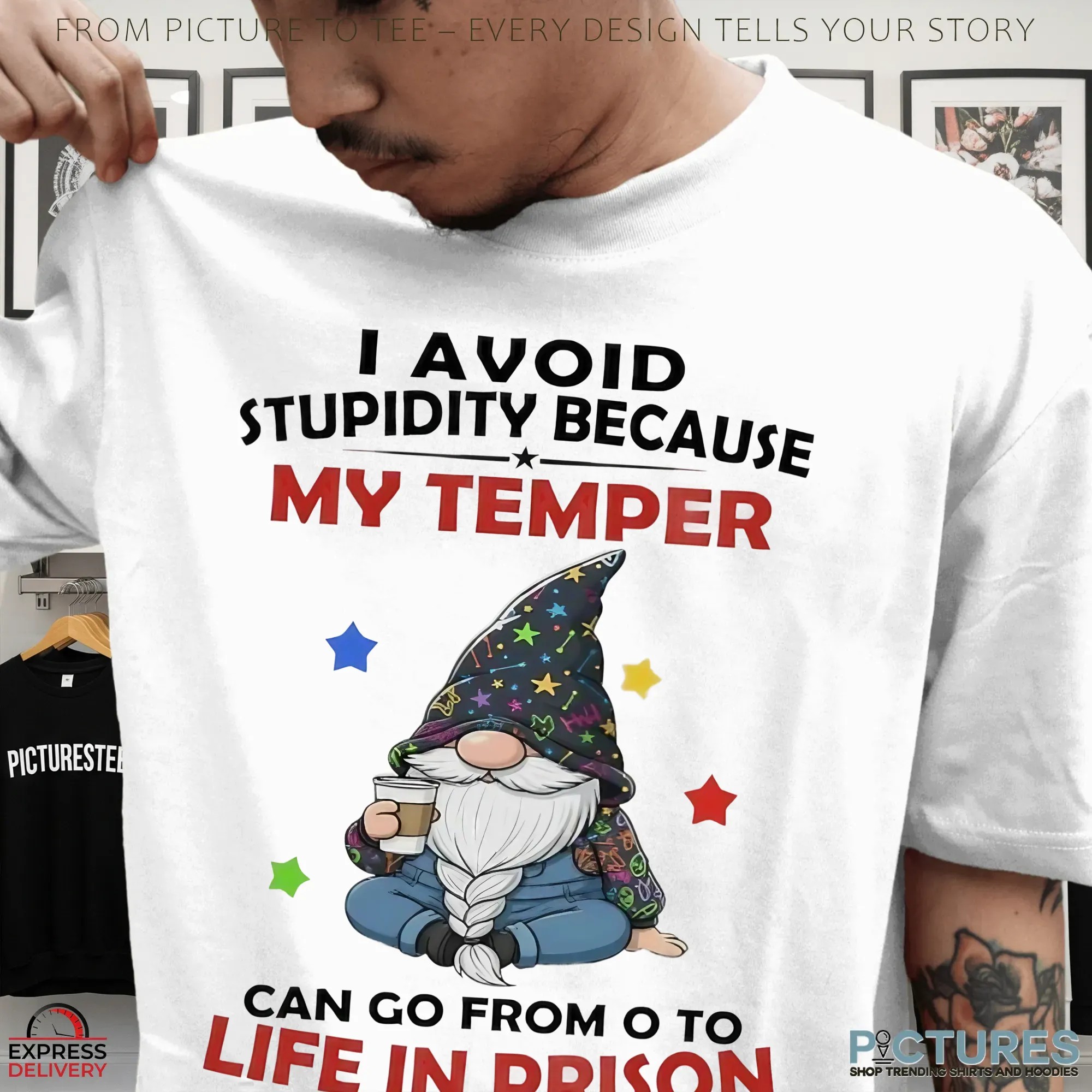 Gnome I Avoid Stupidity Because My Temper Can Go From 0 To Life In Prison In 2 Seconds Christmas T Shirt