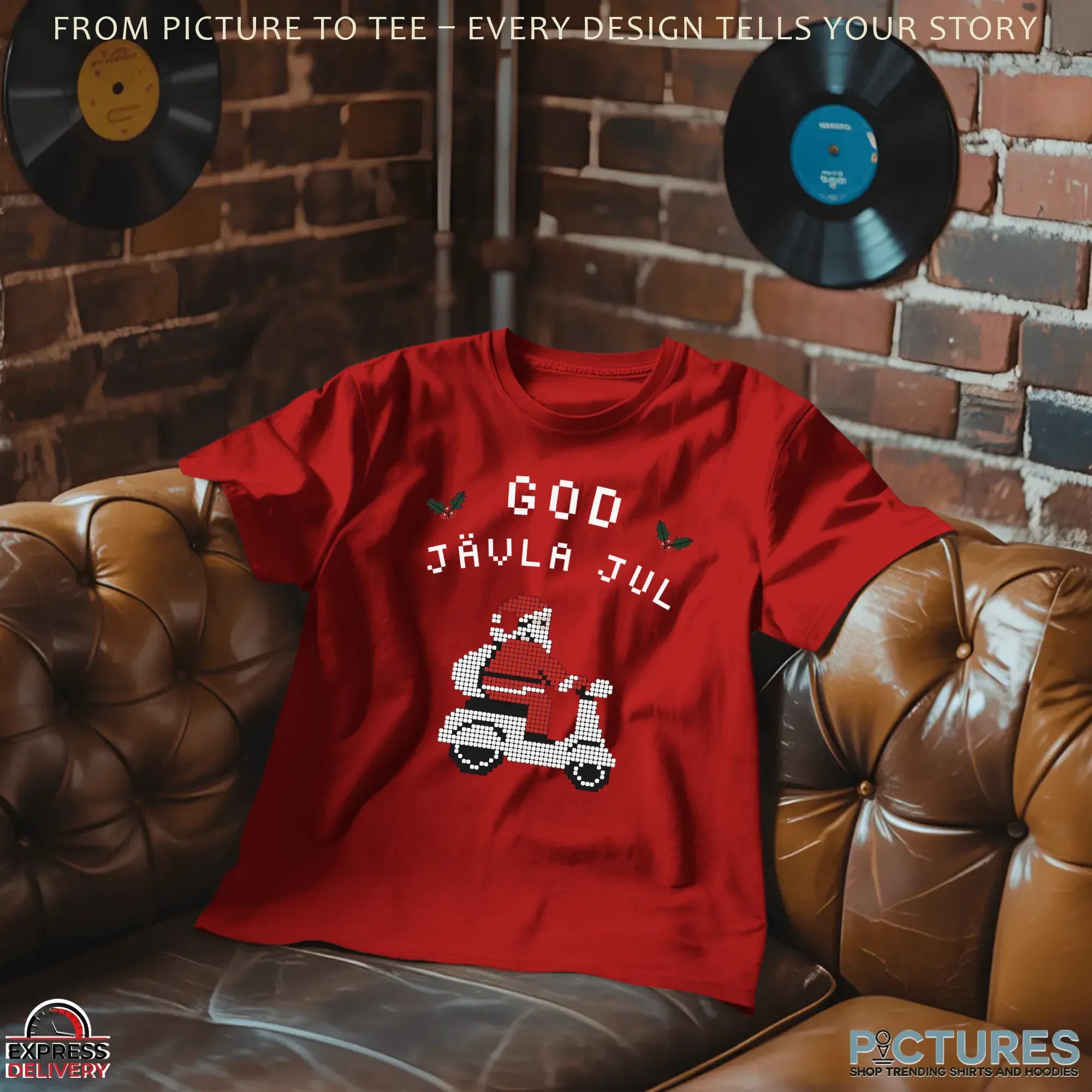 God jävla jul Merry Christmas Santa Driving Motorbike T Shirt God jävla jul Merry Christmas Santa Driving Motorbike T Shirt