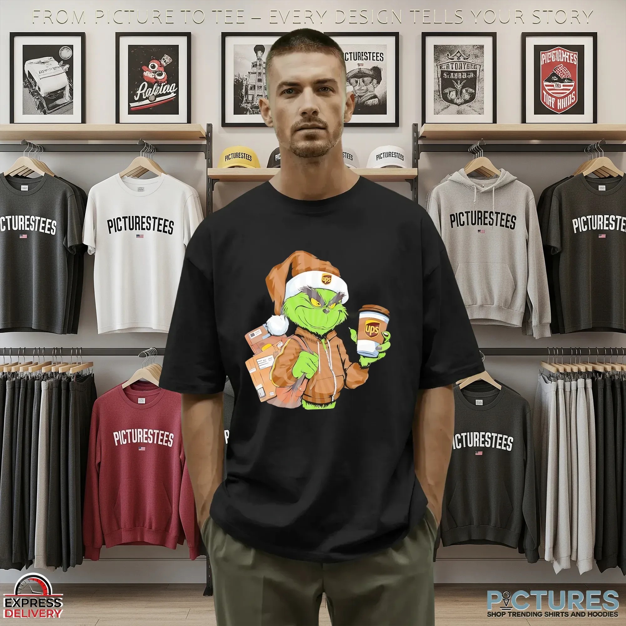 Grinch Delivering UPS Merry Christmas T Shirt