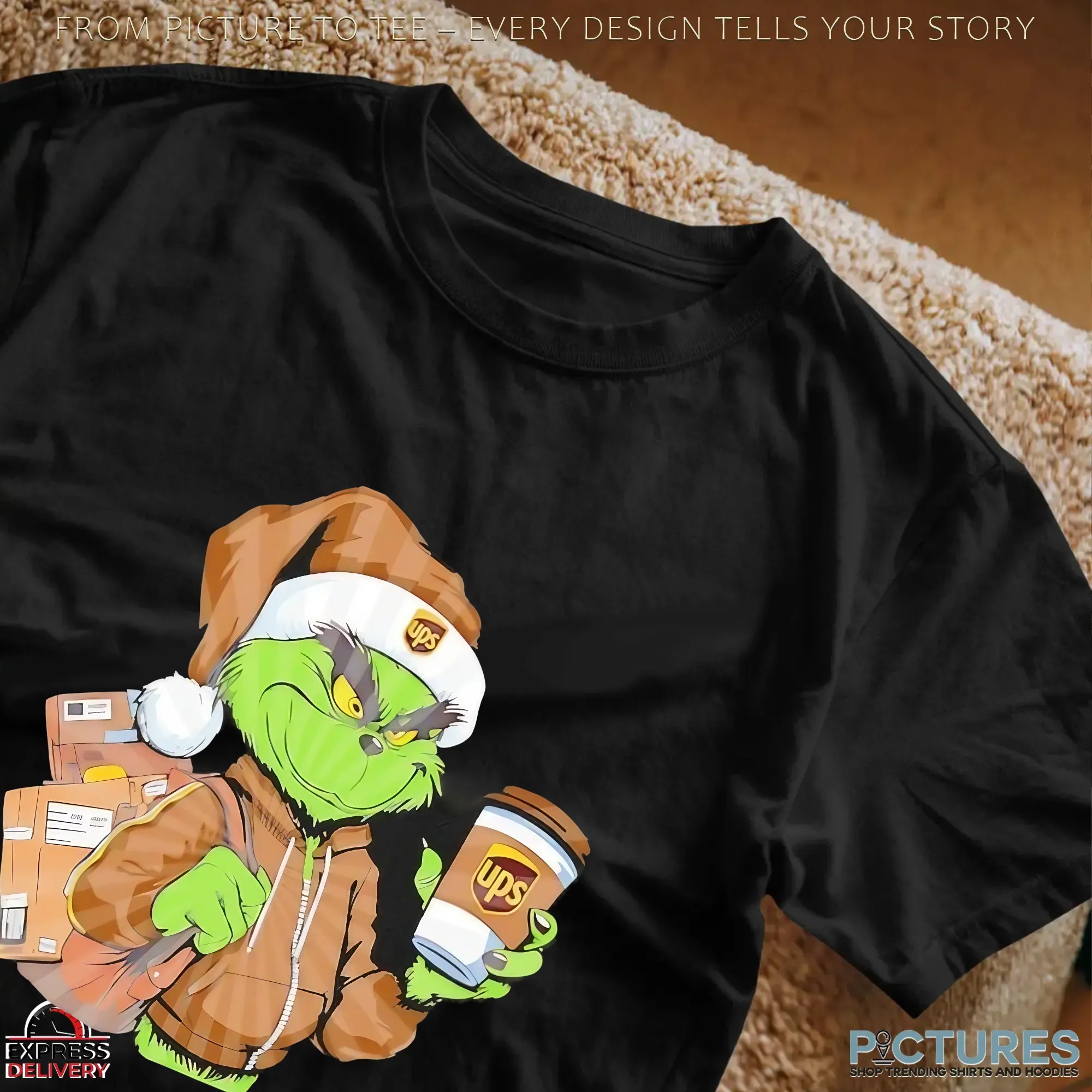 Grinch Delivering UPS Merry Christmas T Shirt Grinch Delivering UPS Merry Christmas T Shirt