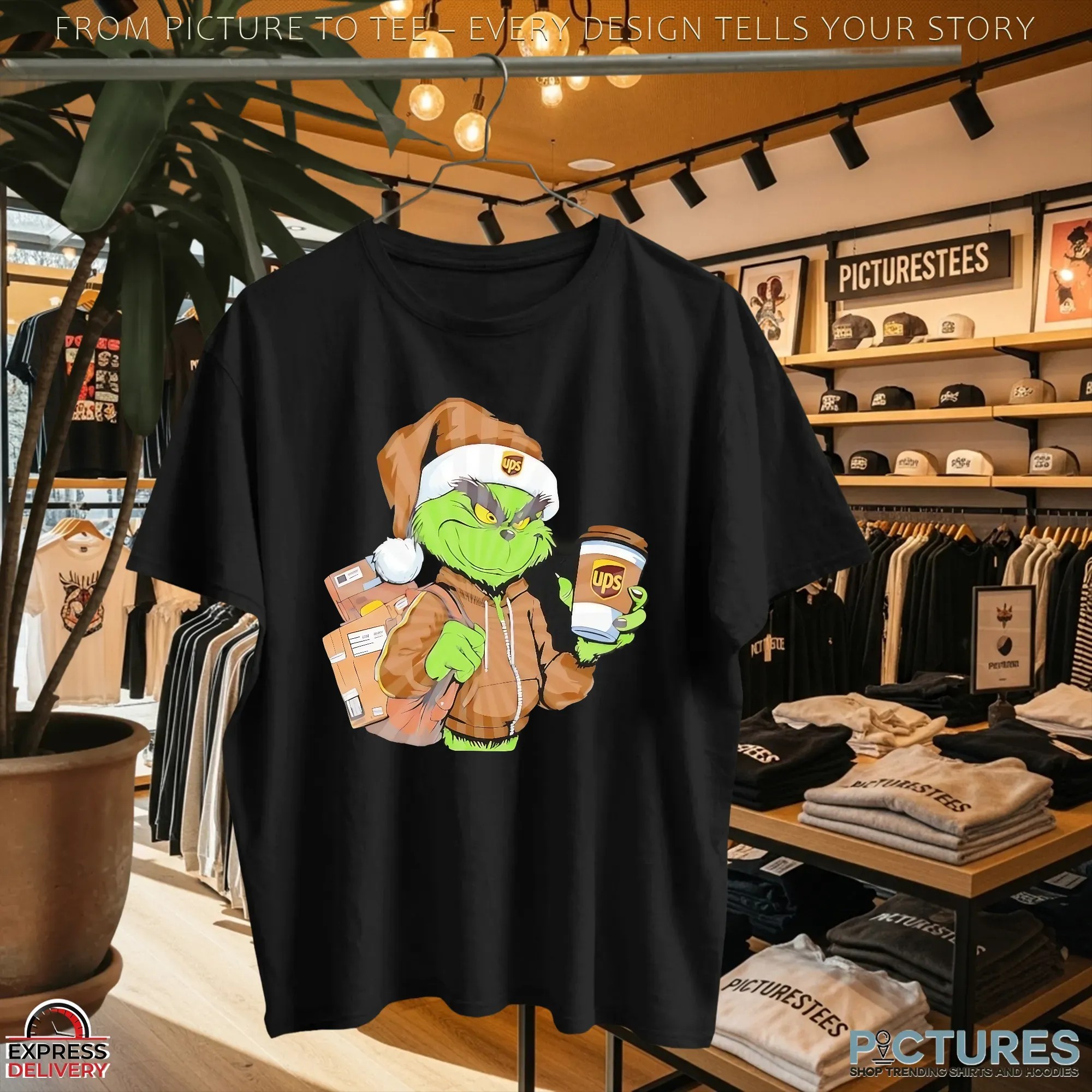 Grinch Delivering UPS Merry Christmas T Shirt Grinch Delivering UPS Merry Christmas T Shirt