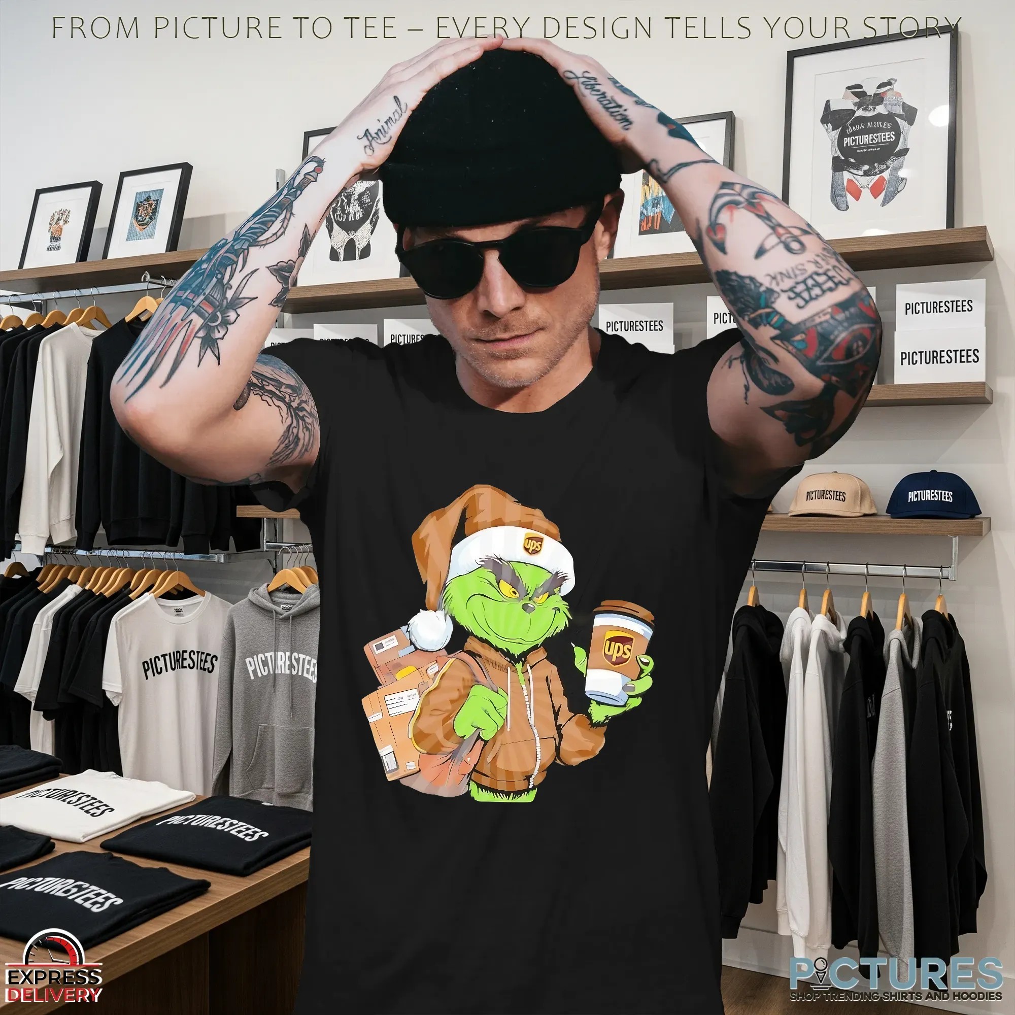 Grinch Delivering UPS Merry Christmas T Shirt Grinch Delivering UPS Merry Christmas T Shirt