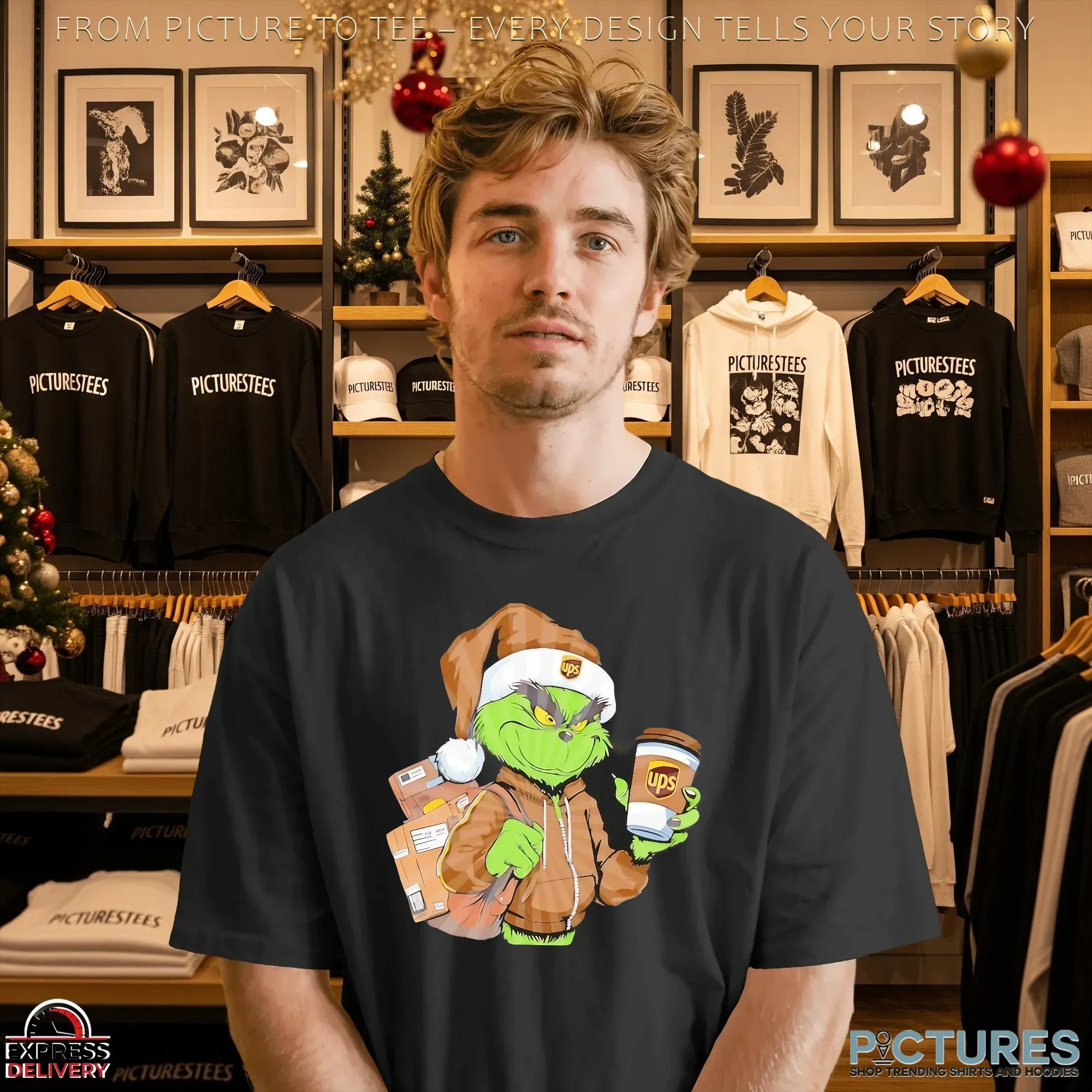Grinch Delivering UPS Merry Christmas T Shirt Grinch Delivering UPS Merry Christmas T Shirt