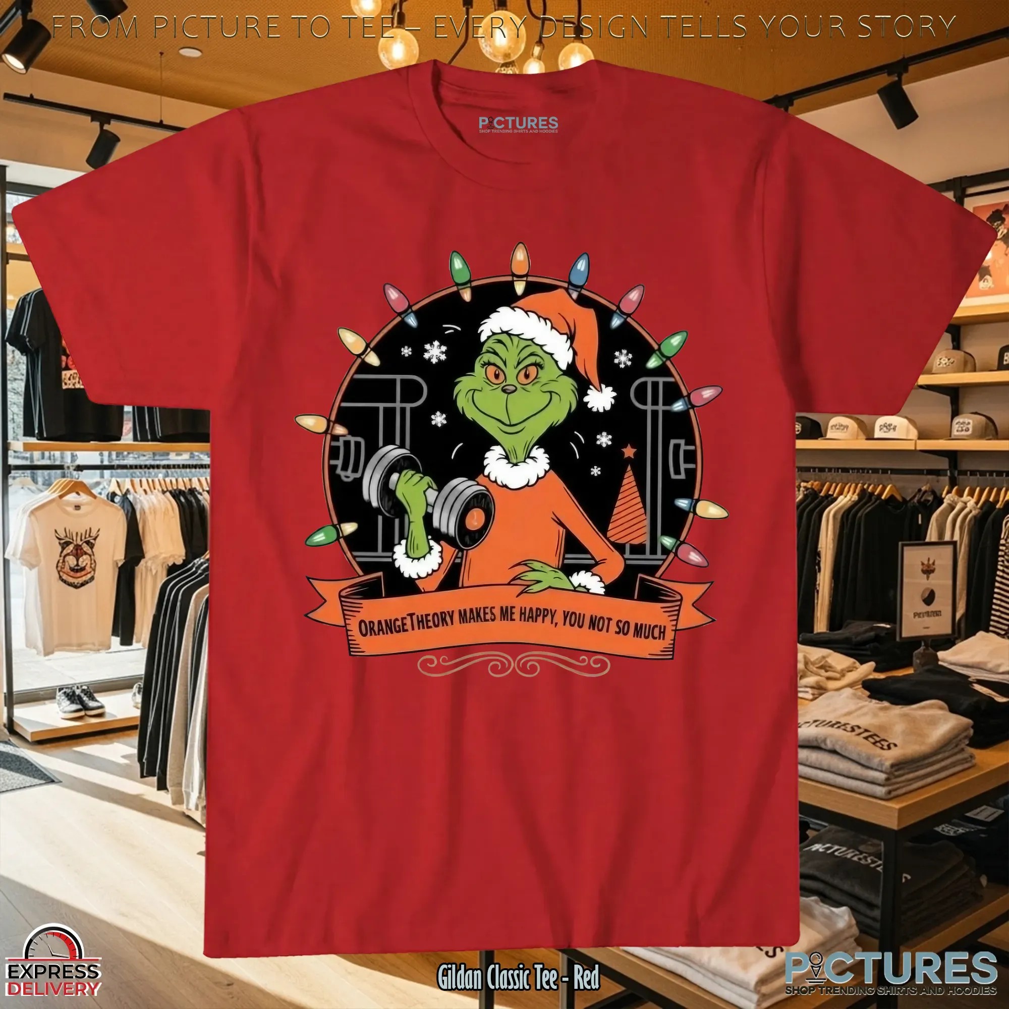 Grinch Gym Orangetheory Make Me Happy You Not So Much Christmas T Shirt