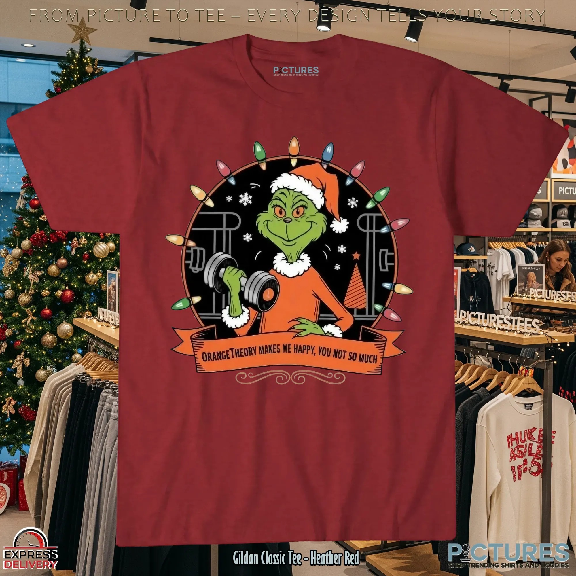 Grinch Gym Orangetheory Make Me Happy You Not So Much Christmas T Shirt