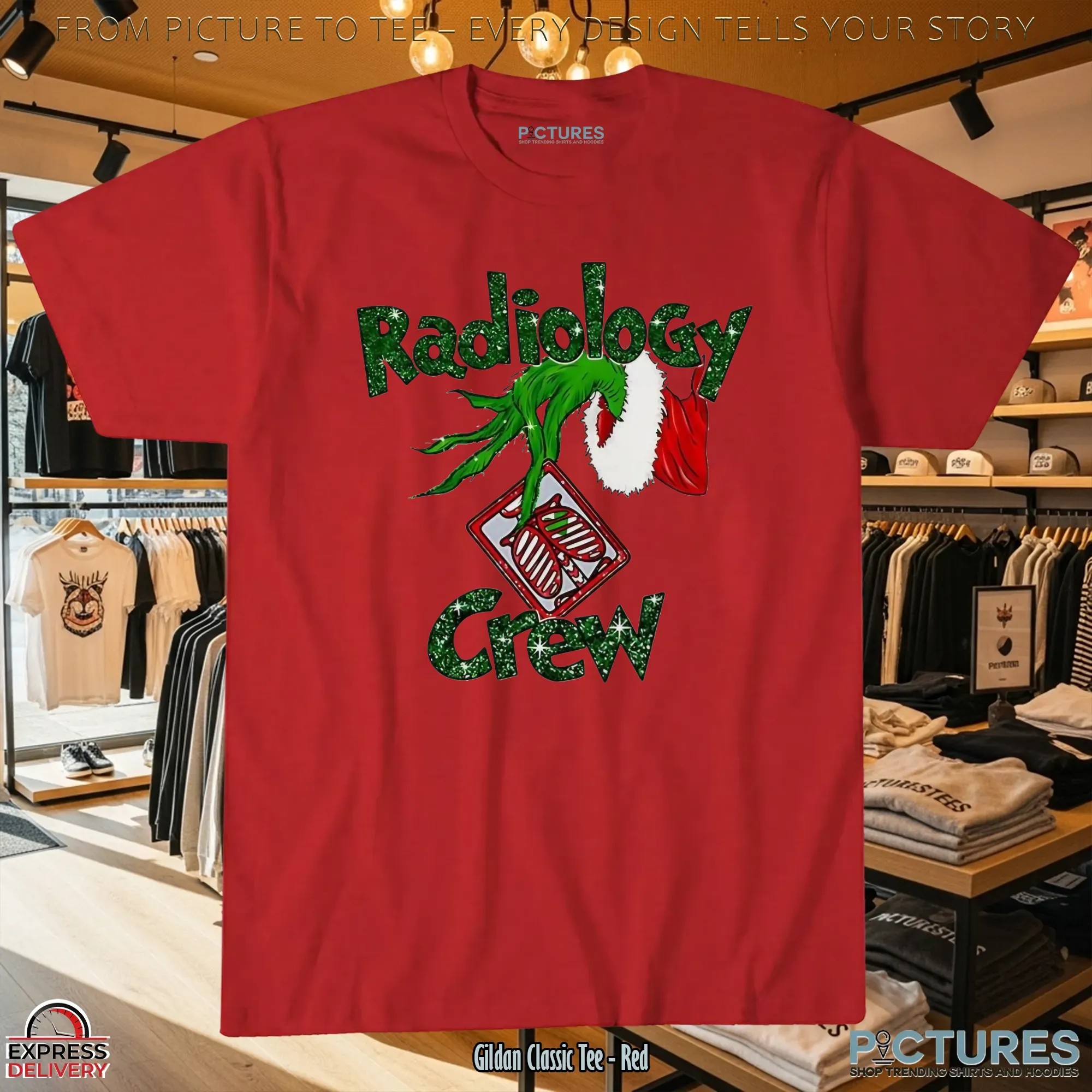 Grinch Hand Radiology Crew X Ray Tech Radiology Christmas T Shirt