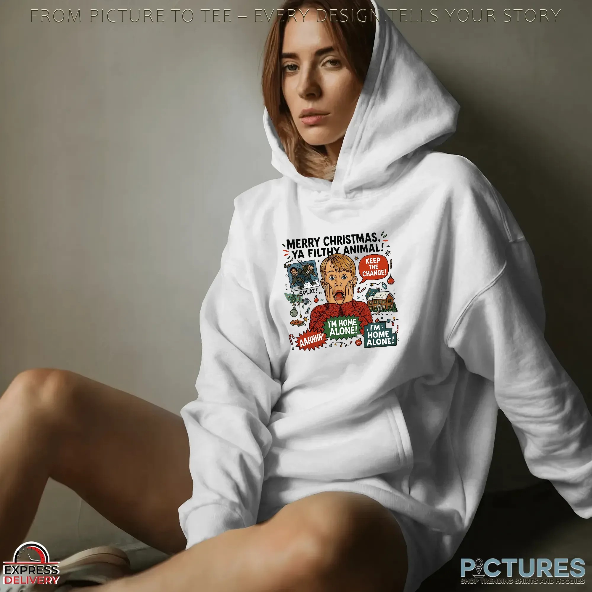 Home Alone Kevin McCallister Merry Christmas Ya Filthy Animal Funny 90s Movie T Shirt