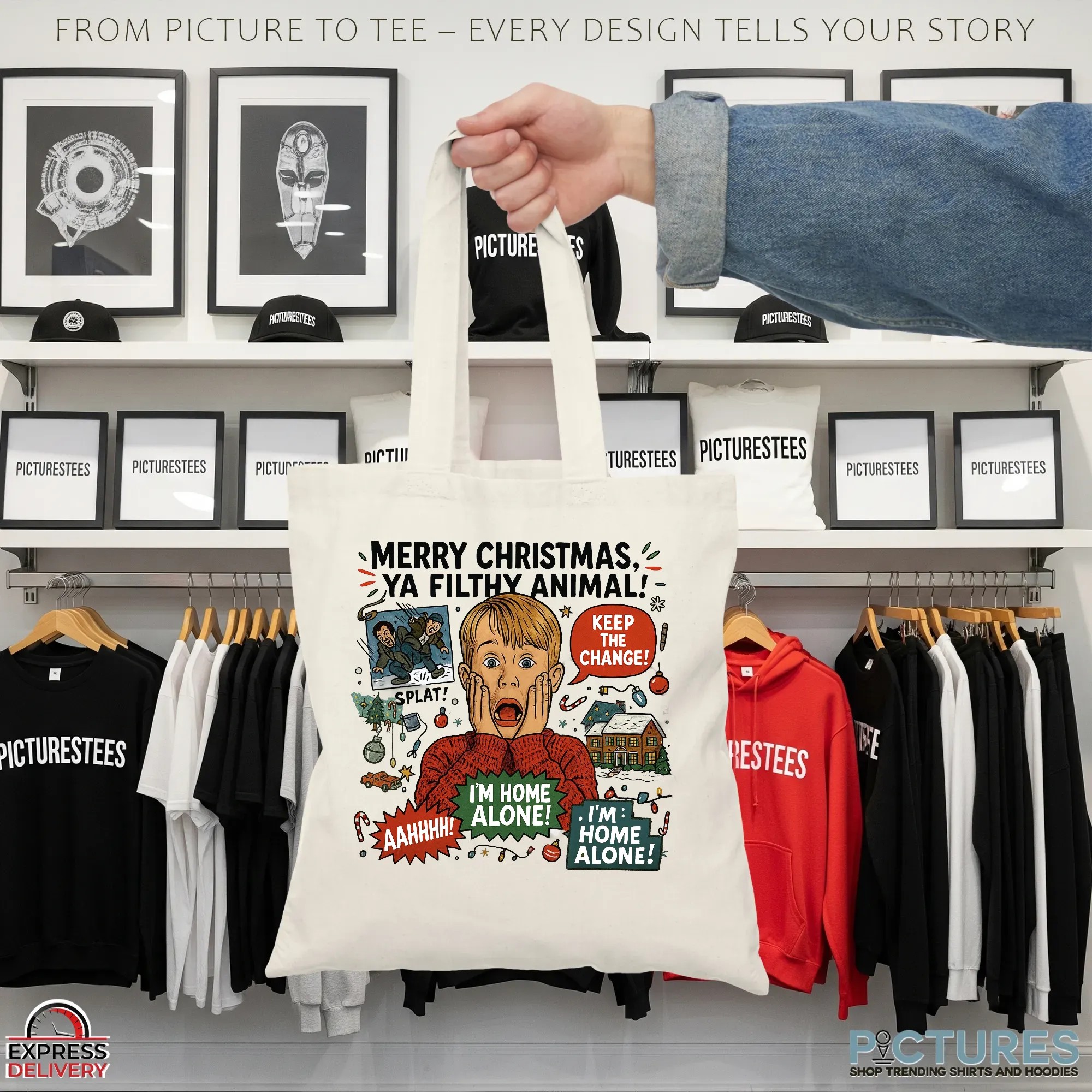 Home Alone Kevin McCallister Merry Christmas Ya Filthy Animal Funny 90s Movie T Shirt