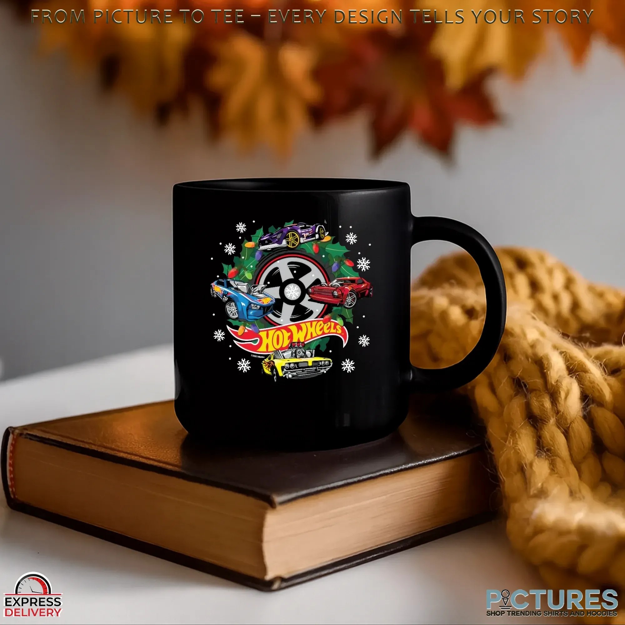 Hot Wheels Christmas Wreath with Lights and Cars T Shirt Hot Wheels Christmas Wreath with Lights and Cars T Shirt