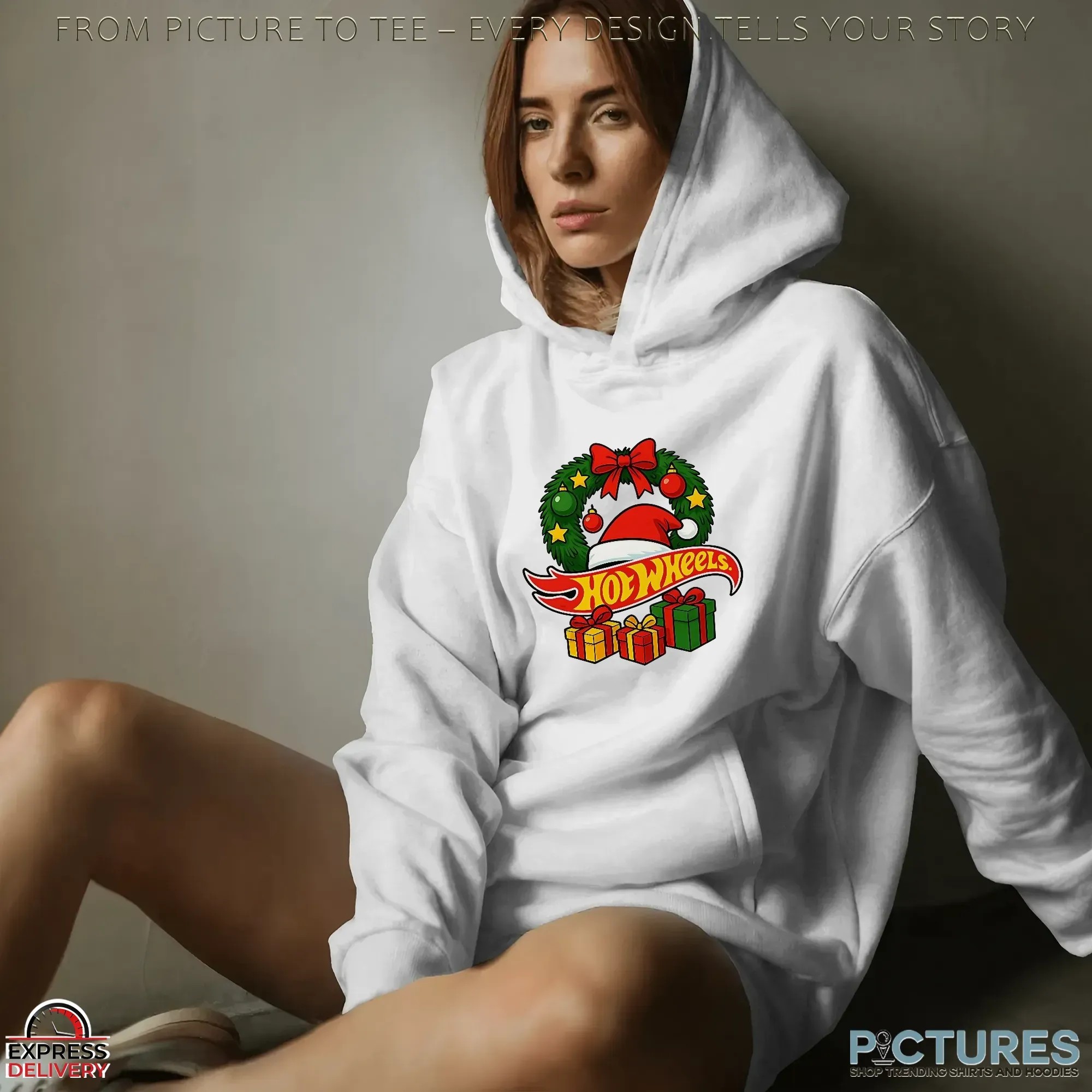 Hotwheels Christmas Laurel Wreath Santa Hat Gift T Shirt Hotwheels Christmas Laurel Wreath Santa Hat Gift T Shirt