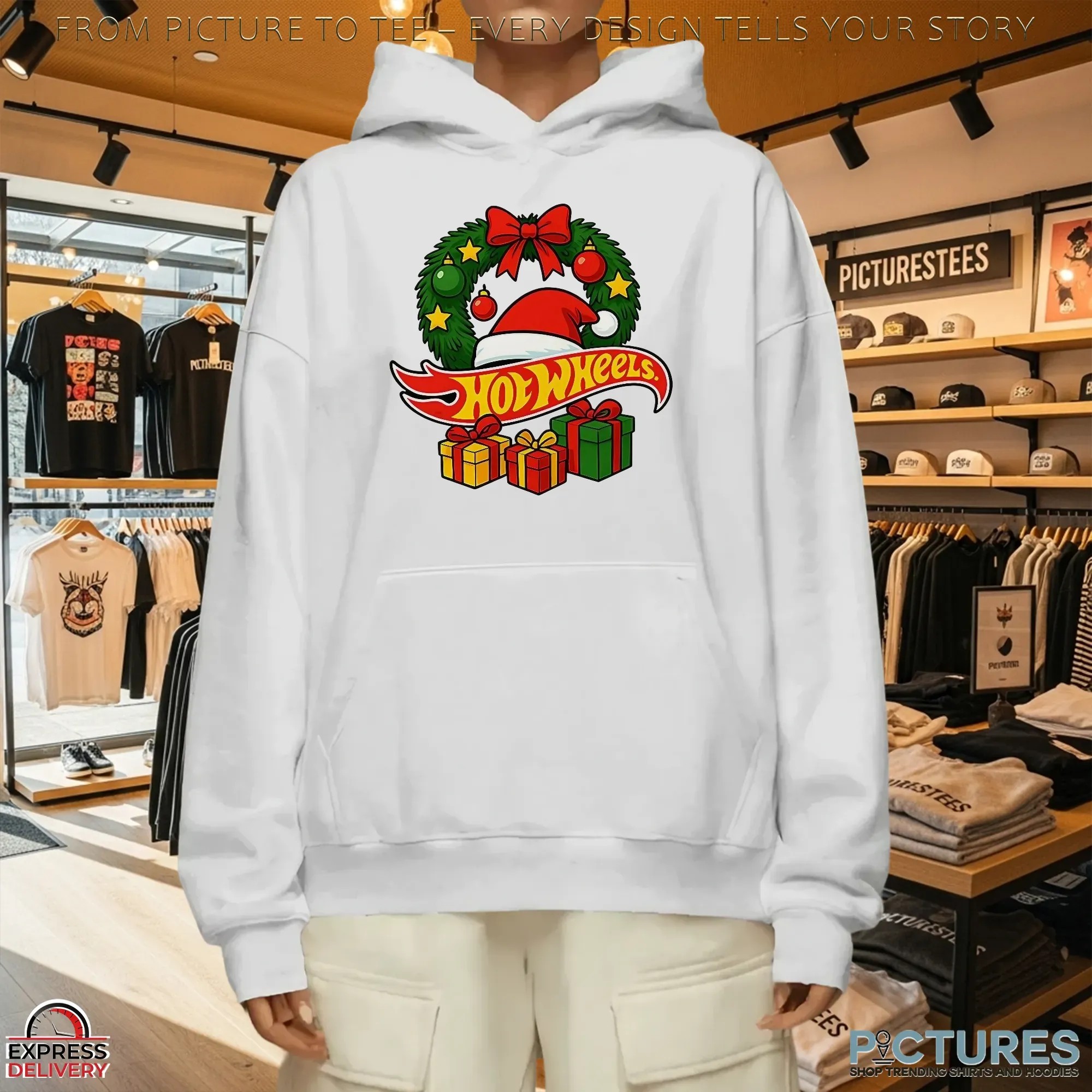 Hotwheels Christmas Laurel Wreath Santa Hat Gift T Shirt Hotwheels Christmas Laurel Wreath Santa Hat Gift T Shirt