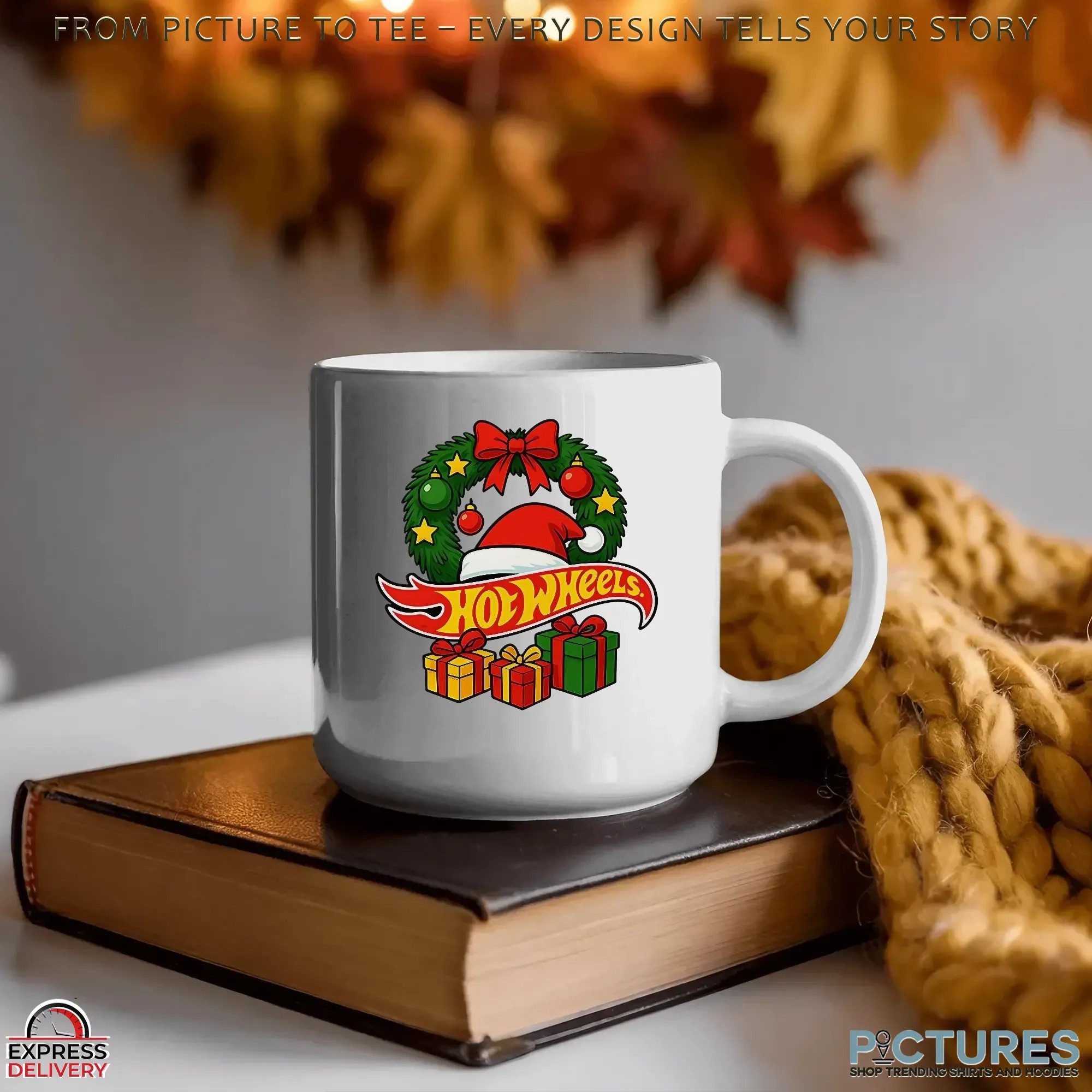 Hotwheels Christmas Laurel Wreath Santa Hat Gift T Shirt Hotwheels Christmas Laurel Wreath Santa Hat Gift T Shirt