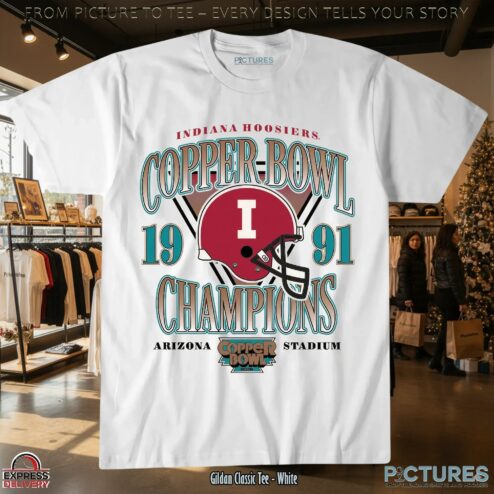 Indiana Hoosiers 1991 Copper Bowl Champions Arizona Stadium Helmet T Shirt