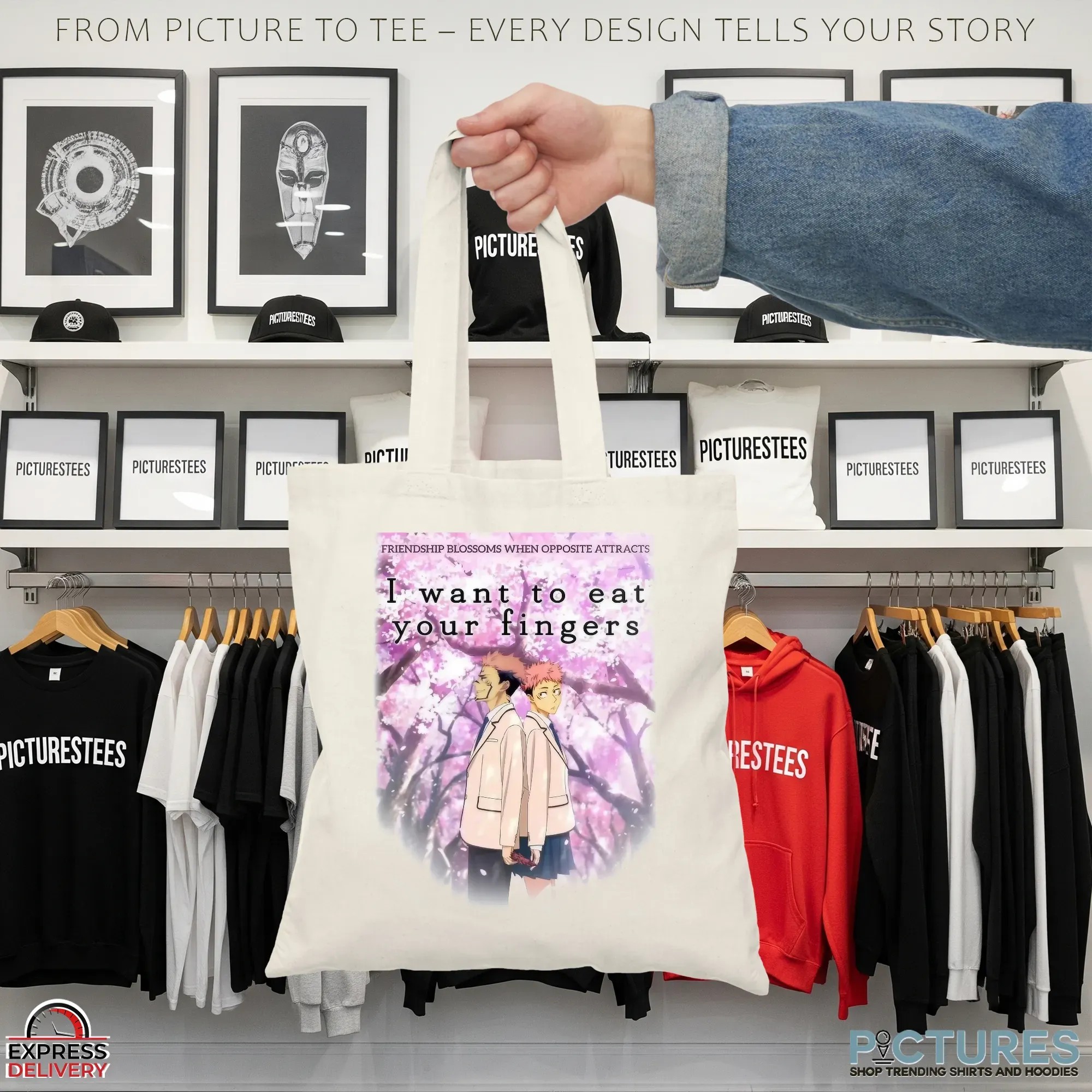 Itadori Yuji Jujutsu Kaisen Friendship Blossoms When Opposite Attracts I Want To Eat Your Fingers T Shirt