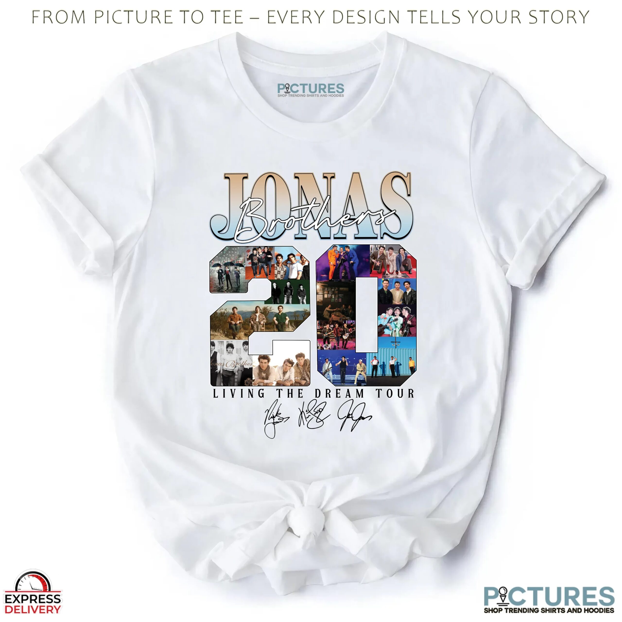 Jonas Brothers 20th Living The Dream Tour Signature Collage T Shirt