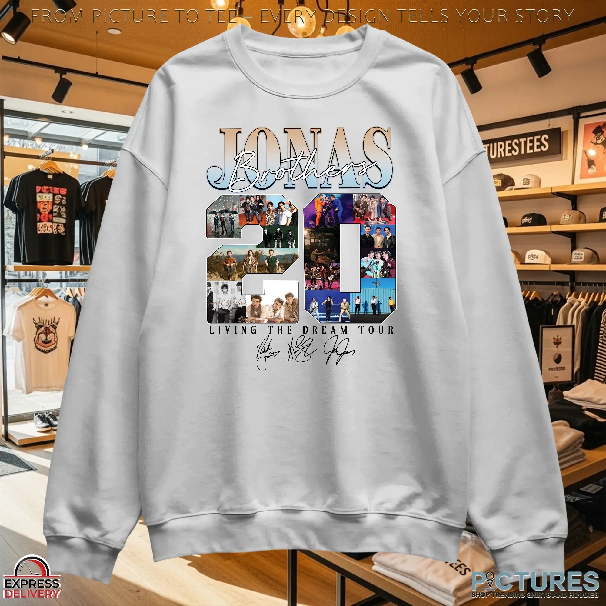Jonas Brothers 20th Living The Dream Tour Signature Collage T Shirt