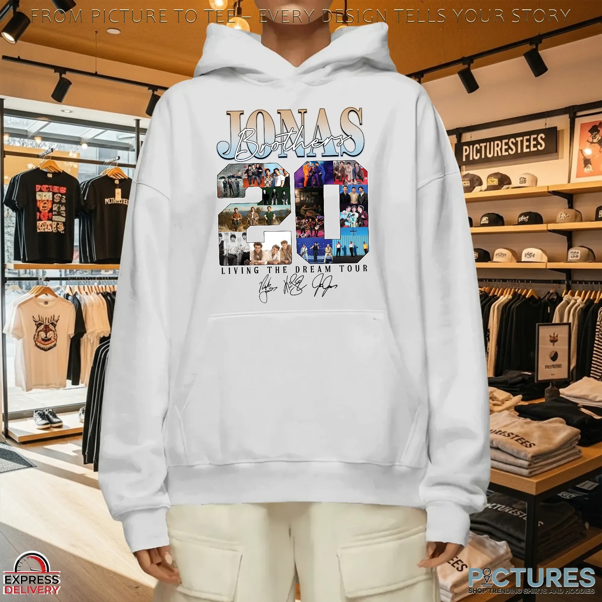 Jonas Brothers 20th Living The Dream Tour Signature Collage T Shirt