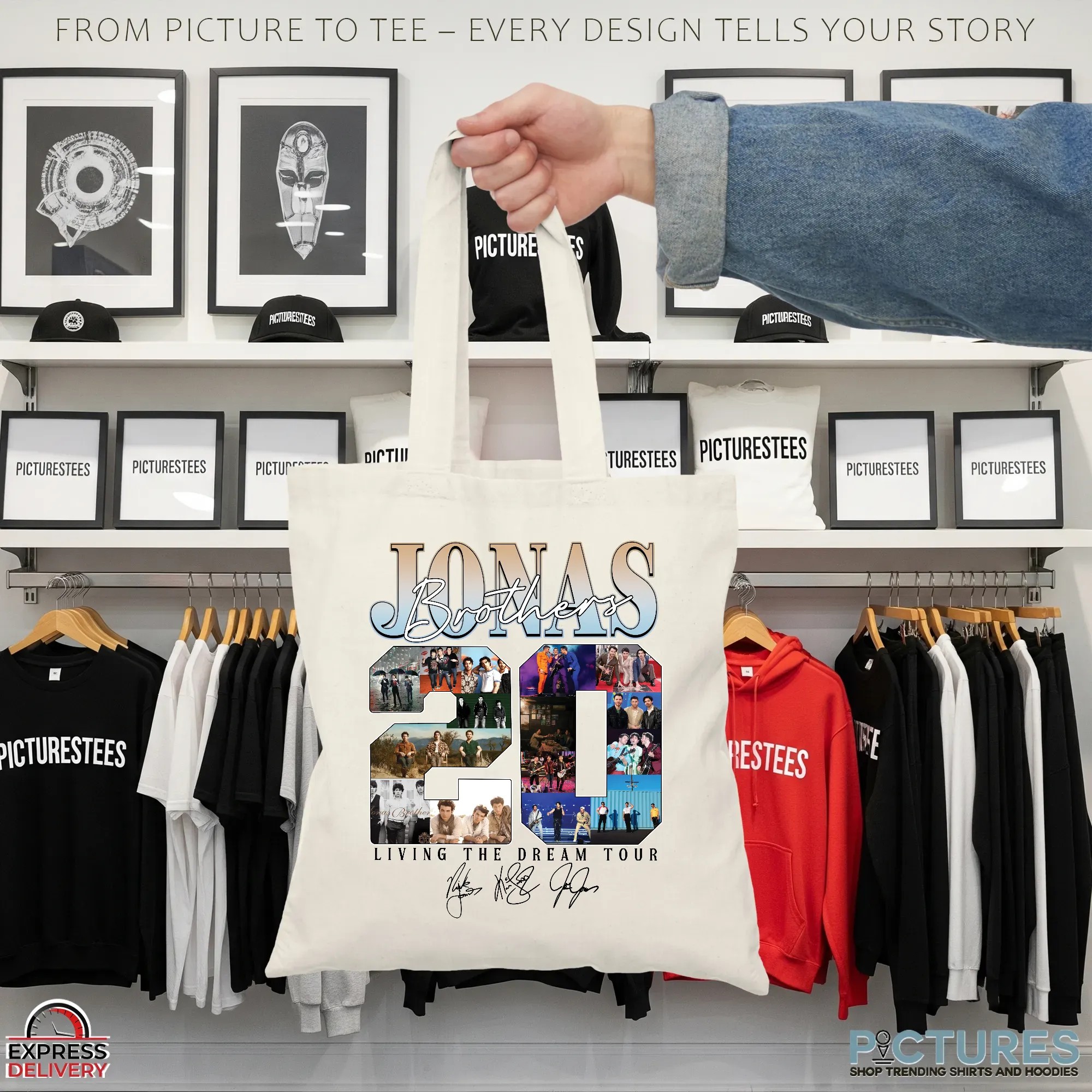 Jonas Brothers 20th Living The Dream Tour Signature Collage T Shirt